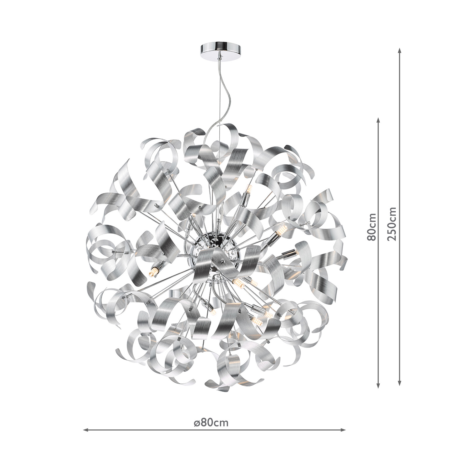 Swash 12 Light Pendant Polished Chrome and Brushed Aluminium