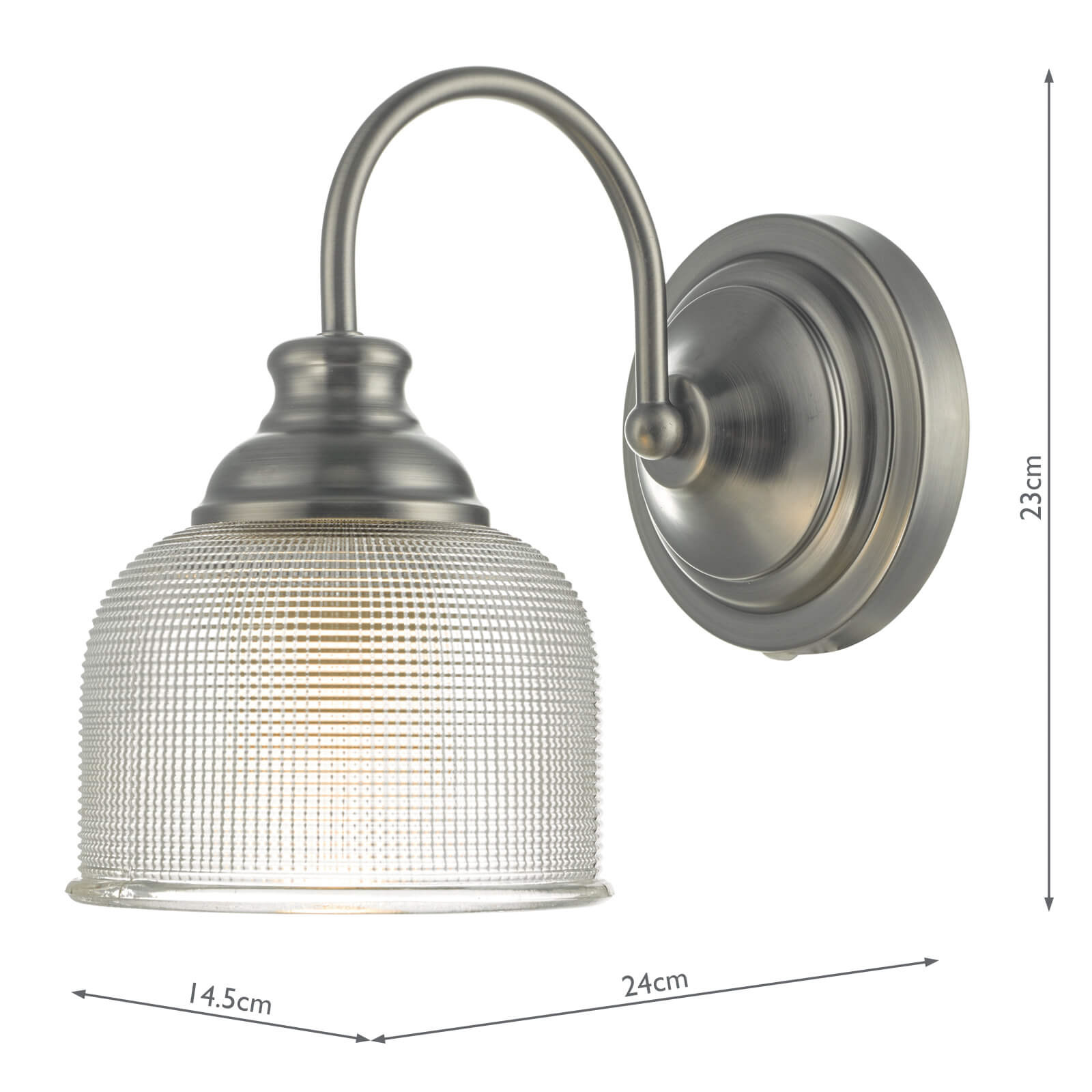 Tack Wall Light Industrial Nickel and Textured Glass