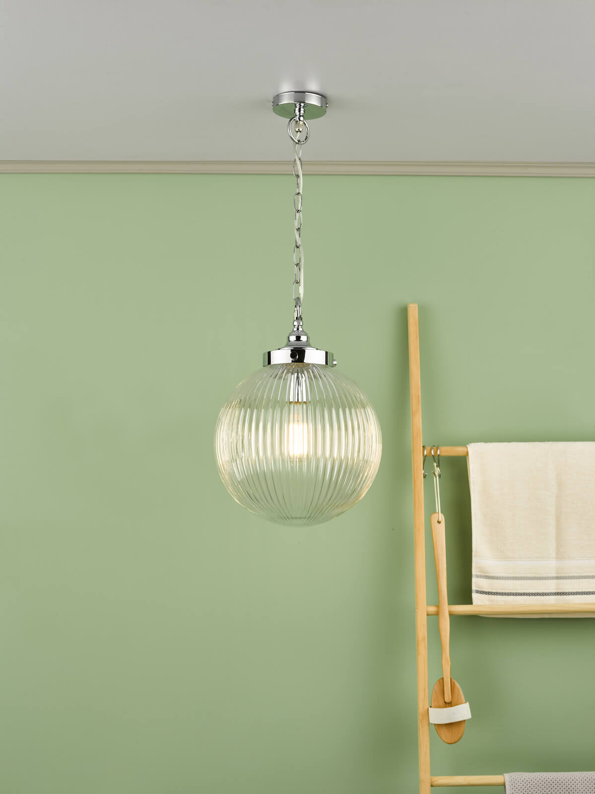Tamara Bathroom Ceiling Light Polished Chrome and Ribbed Glass IP44