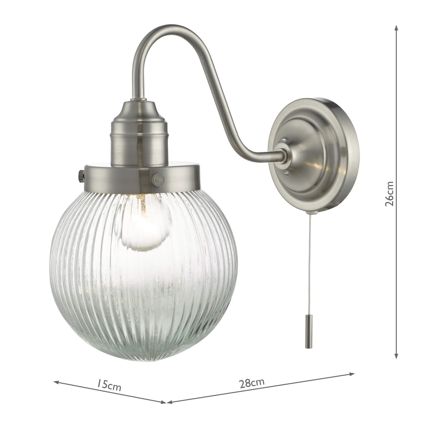 Tamara Wall Light Satin Nickel Ribbed Glass