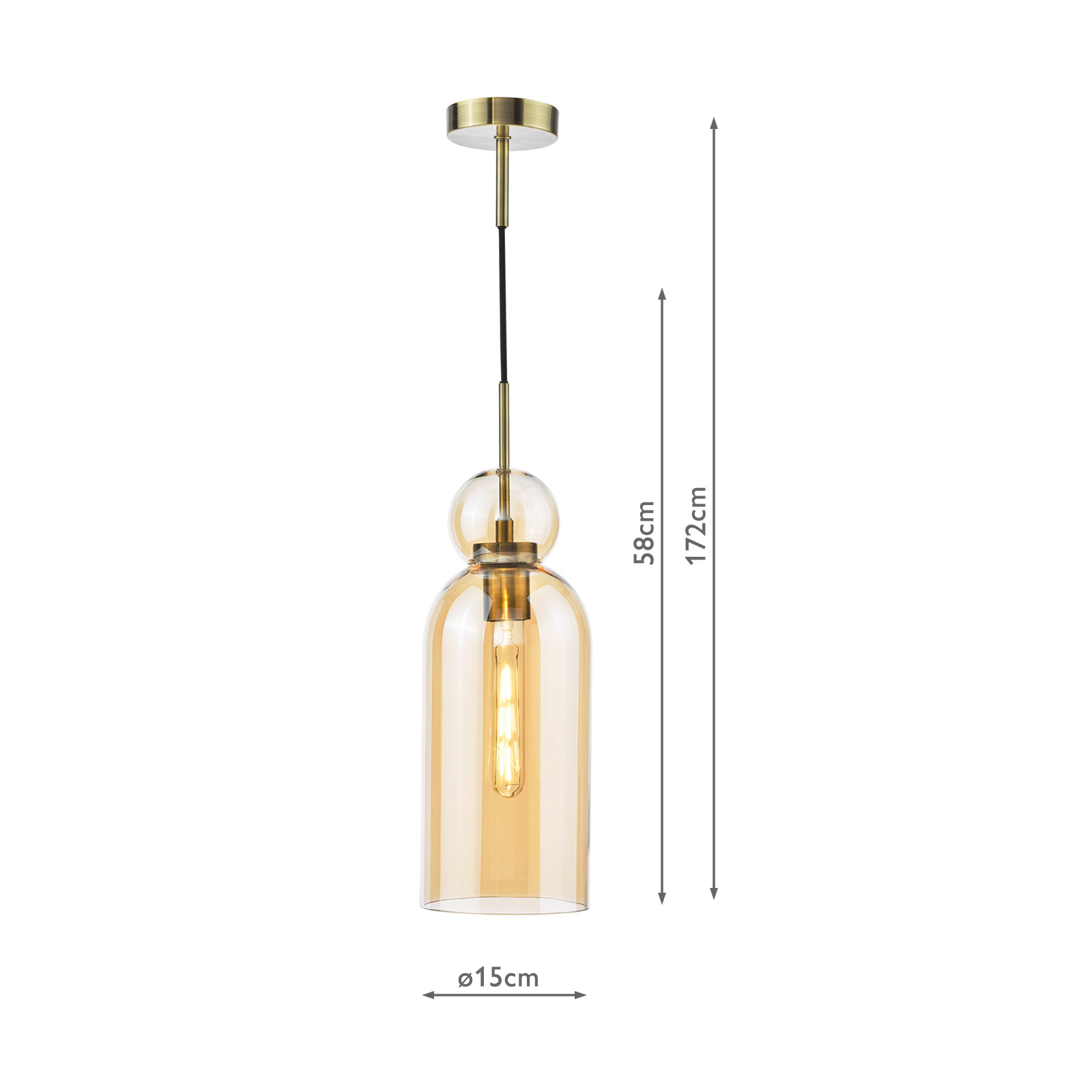 Tao Pendant Brushed Bronze and Amber Glass