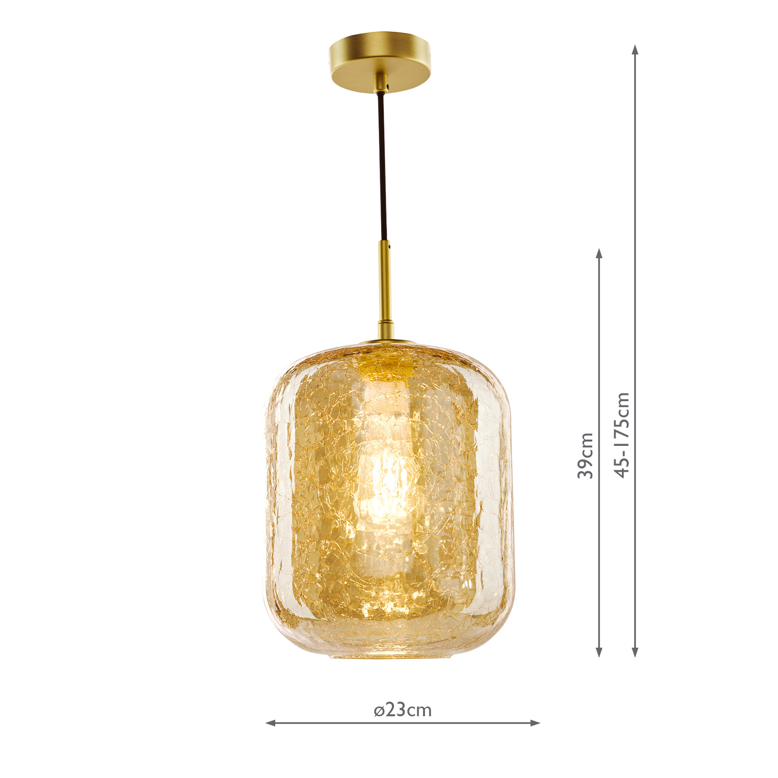 Tavia Pendant Satin Gold and Amber Glass