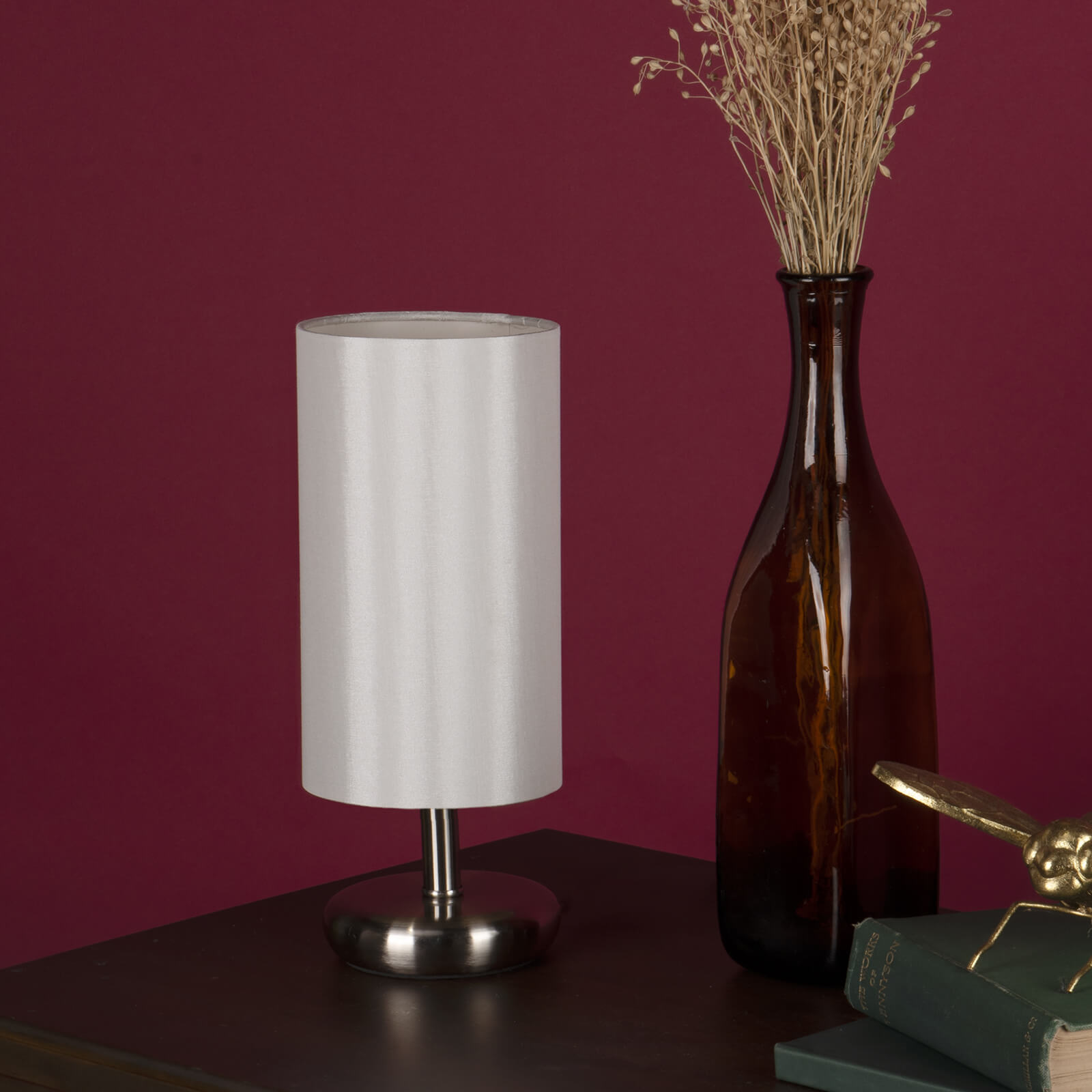 Tico Touch Table Lamp Satin Chrome With Shade