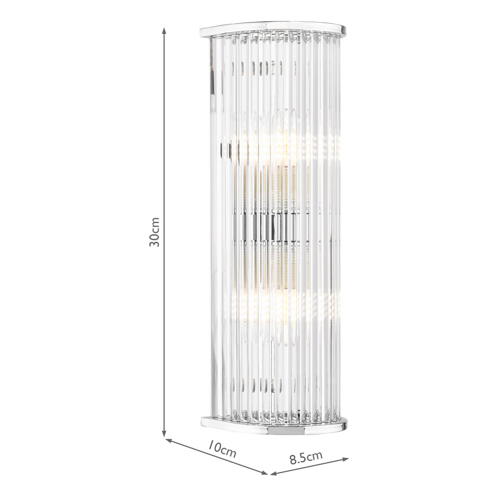Tobiah 2 Light Bathroom Wall Light Polished Chrome and Glass IP44
