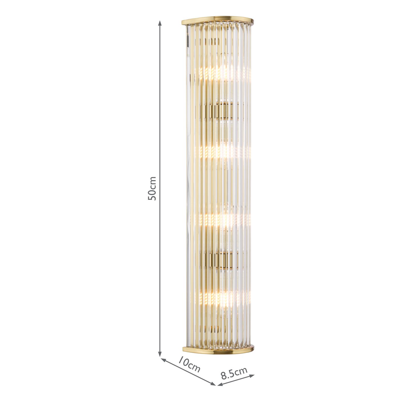 Tobiah 4 Light Bathroom Wall Light Natural Brass and Glass IP44