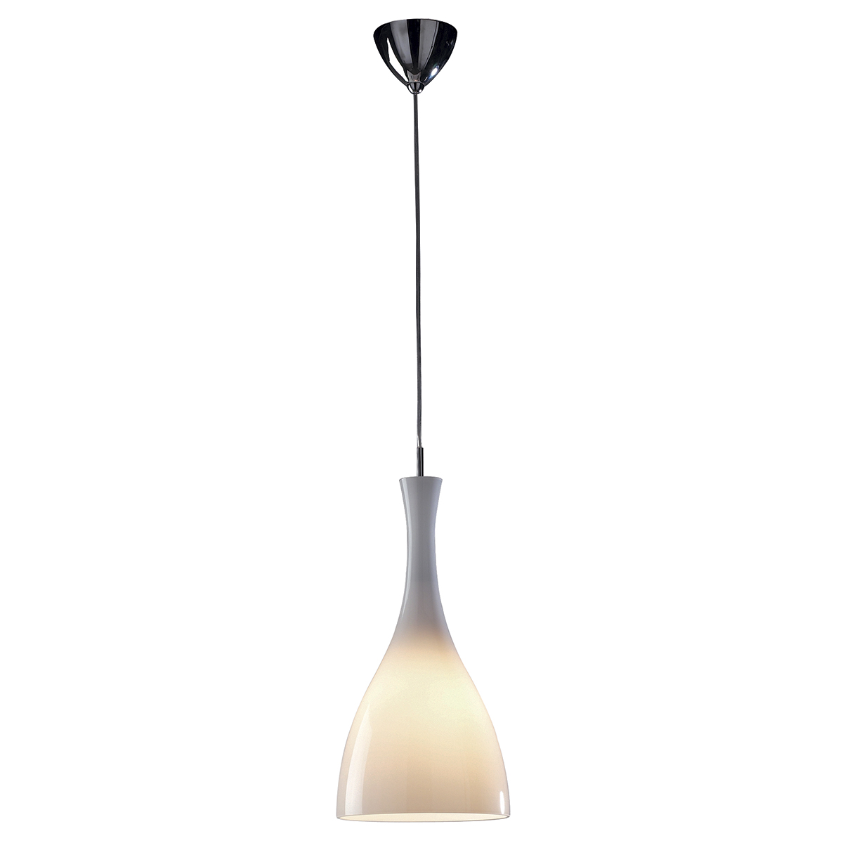 Tone Pendant White Glass and Polished Chrome