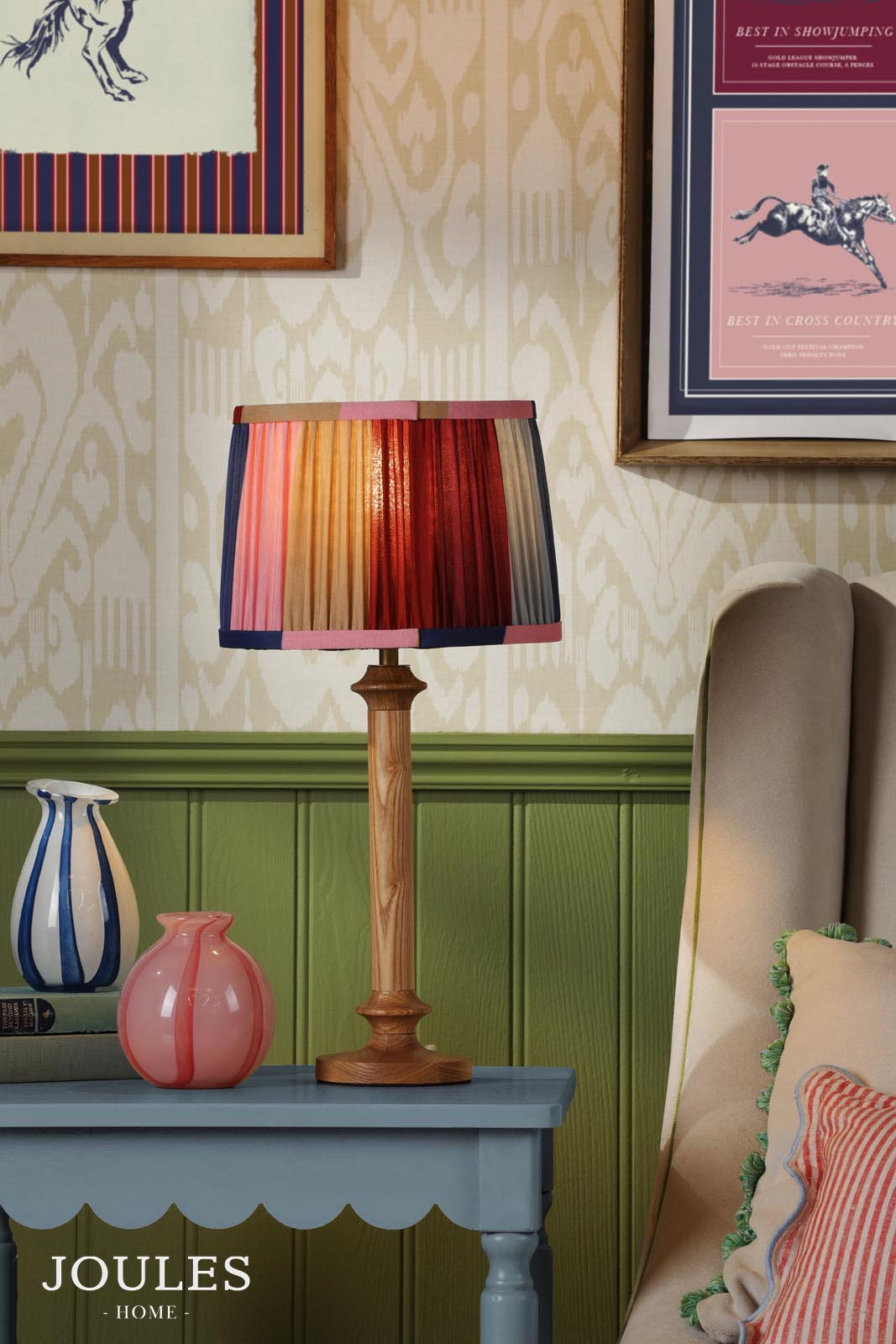 Joules Hardwick Table Lamp Wood and Matt Antique Brass With Shade