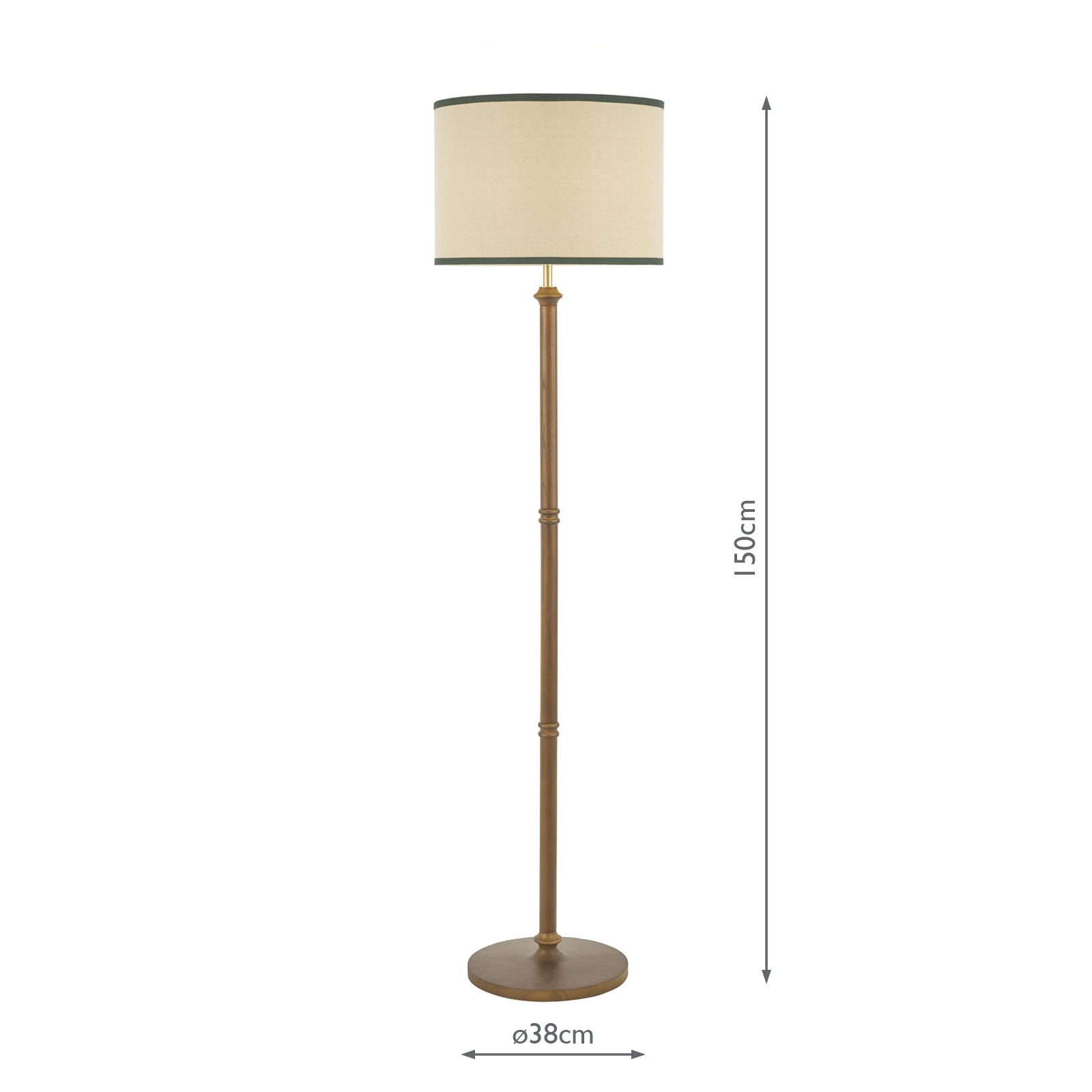 Joules Hardwick Floor Lamp Dark Wood and Matt Antique Brass With Shade