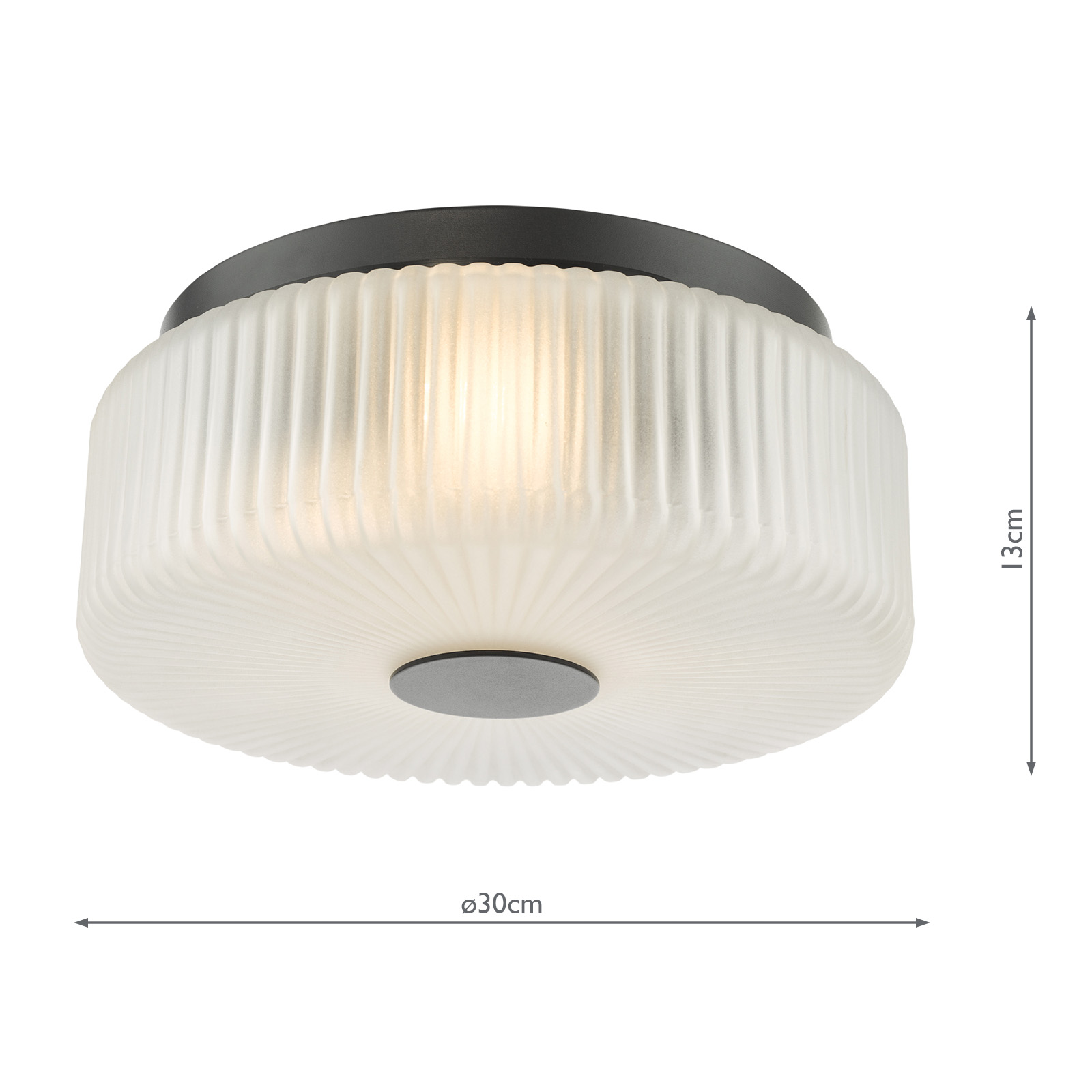 Twyman 3 Light Bathroom Ceiling Light Satin Black and White Ribbed Glass IP44