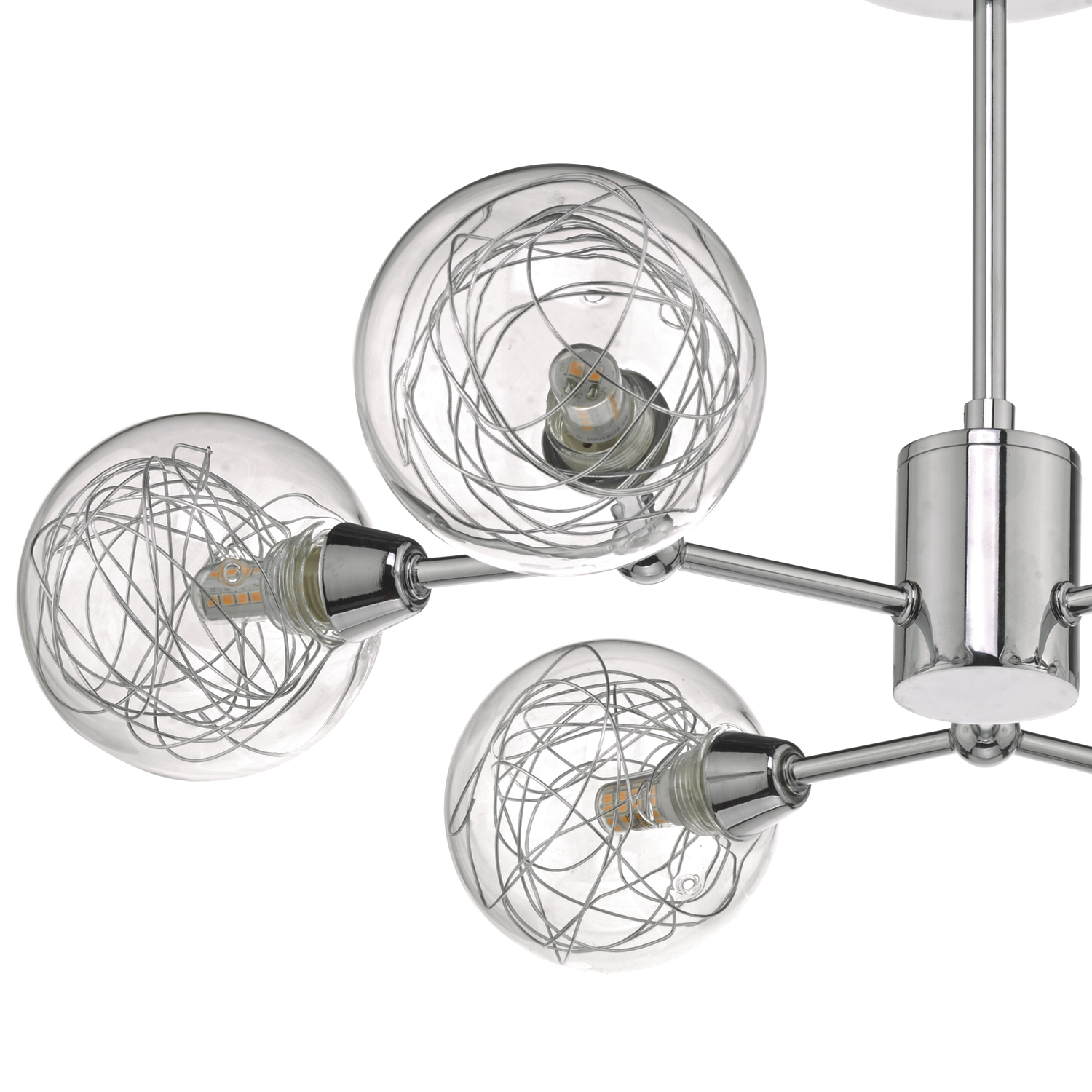 Tyka 6 Light Semi-Flush Polished Chrome and Glass
