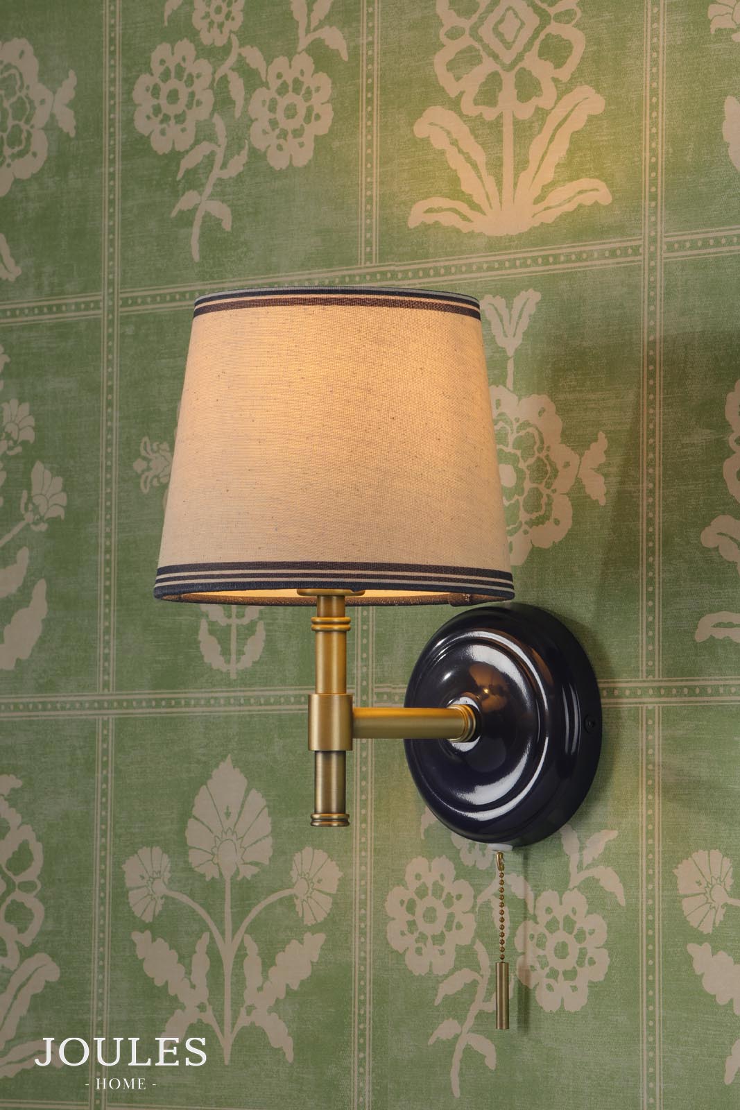Joules Upton Wall Light Matt Blue and Matt Antique Brass With Shade