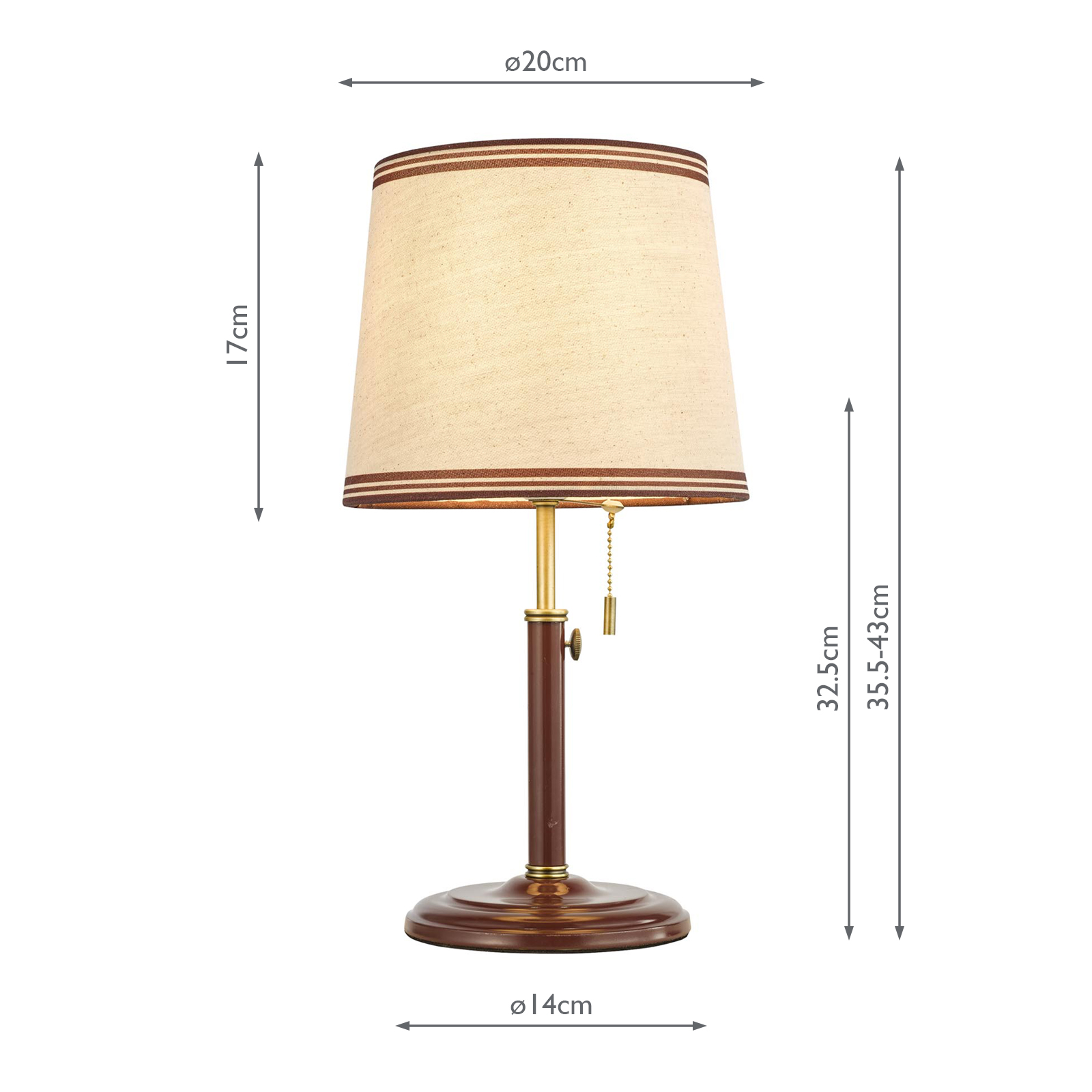 Joules Upton Table Lamp Matt Red and Matt Antique Brass With Shade
