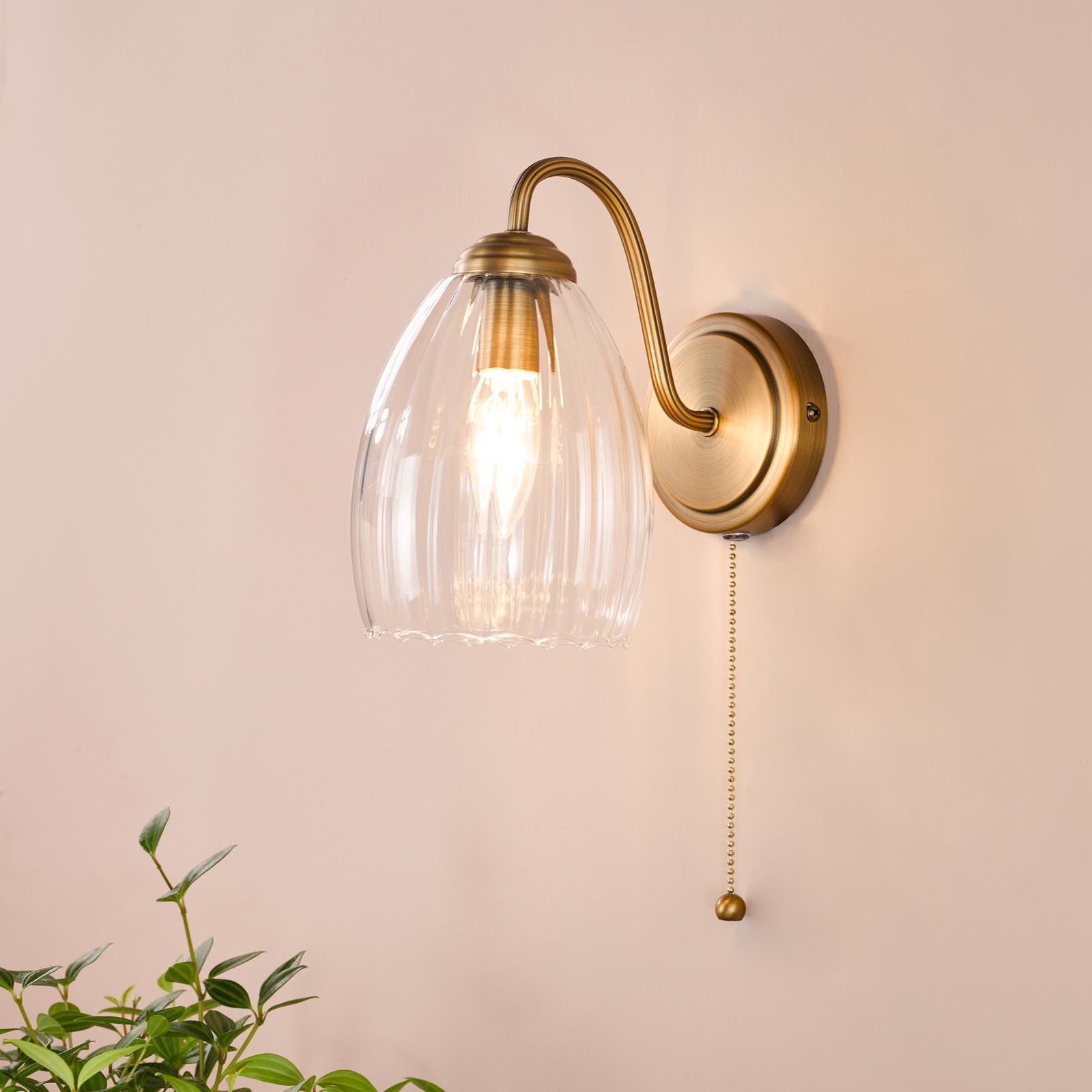 Valora Wall Light Antique Bronze and Ribbed Glass