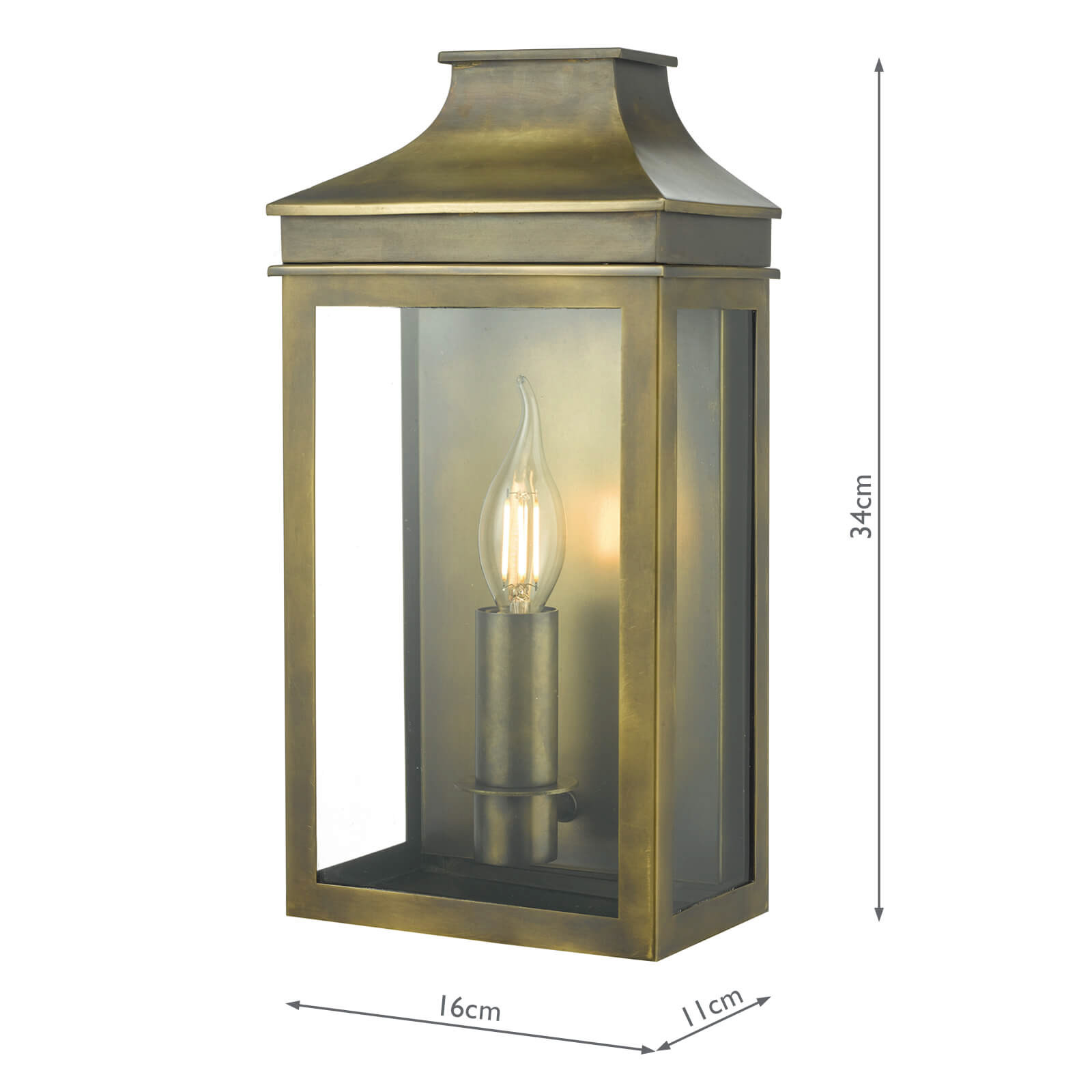 Vapour Coach Lantern Outdoor Wall Light Weathered Brass IP44
