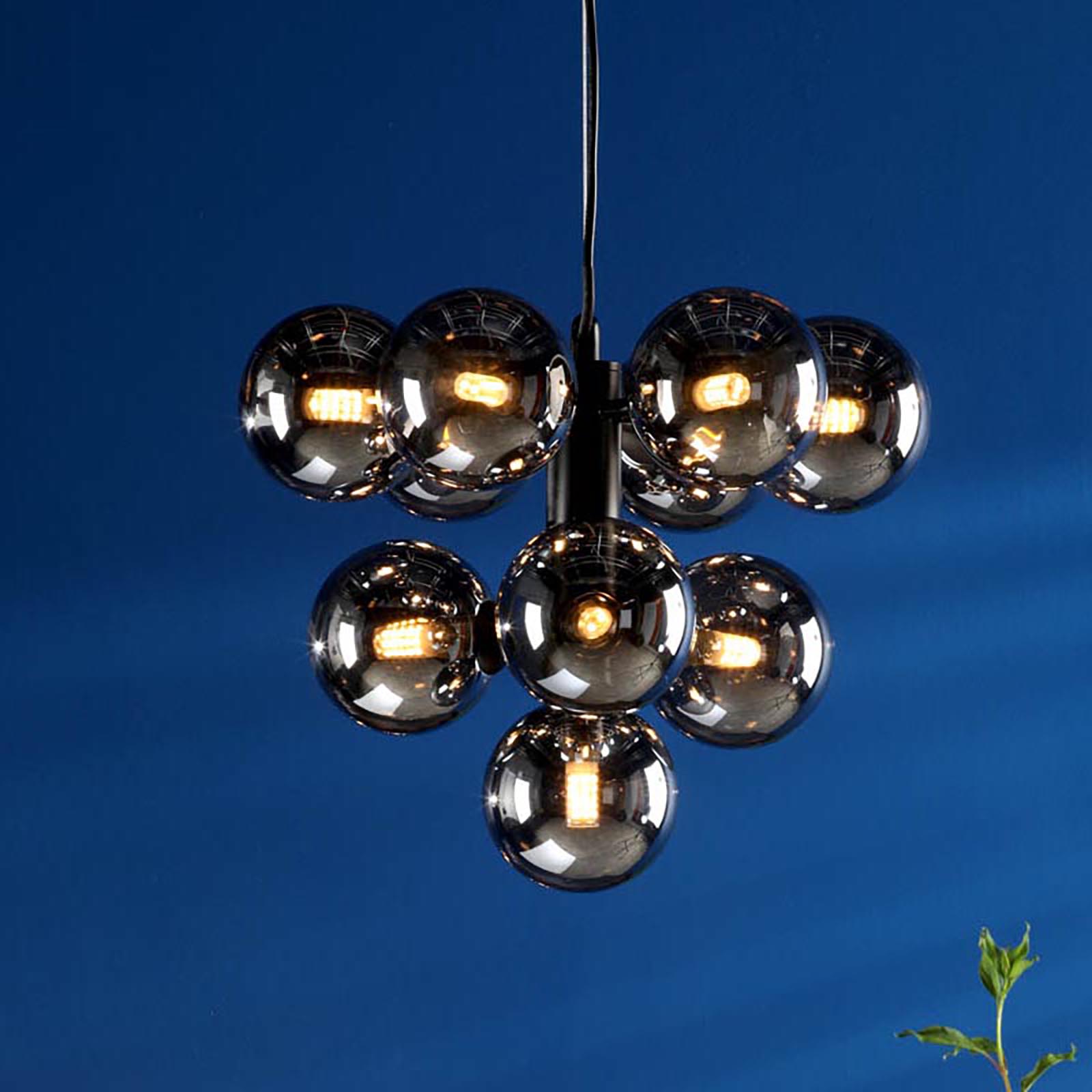Vine 10 Light Pendant Satin Black With Smoked Glass