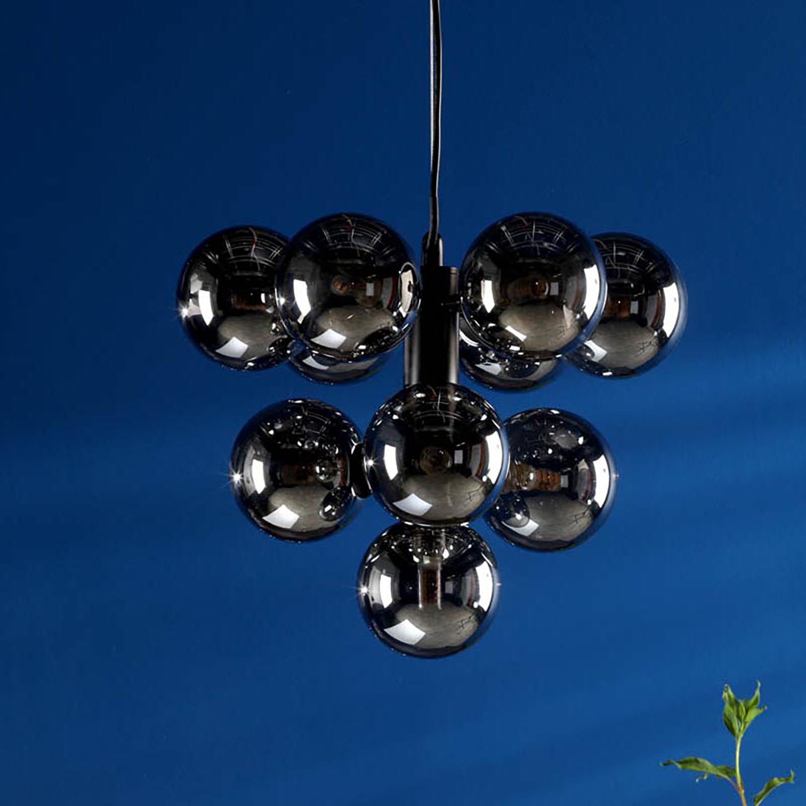Vine 10 Light Pendant Satin Black With Smoked Glass