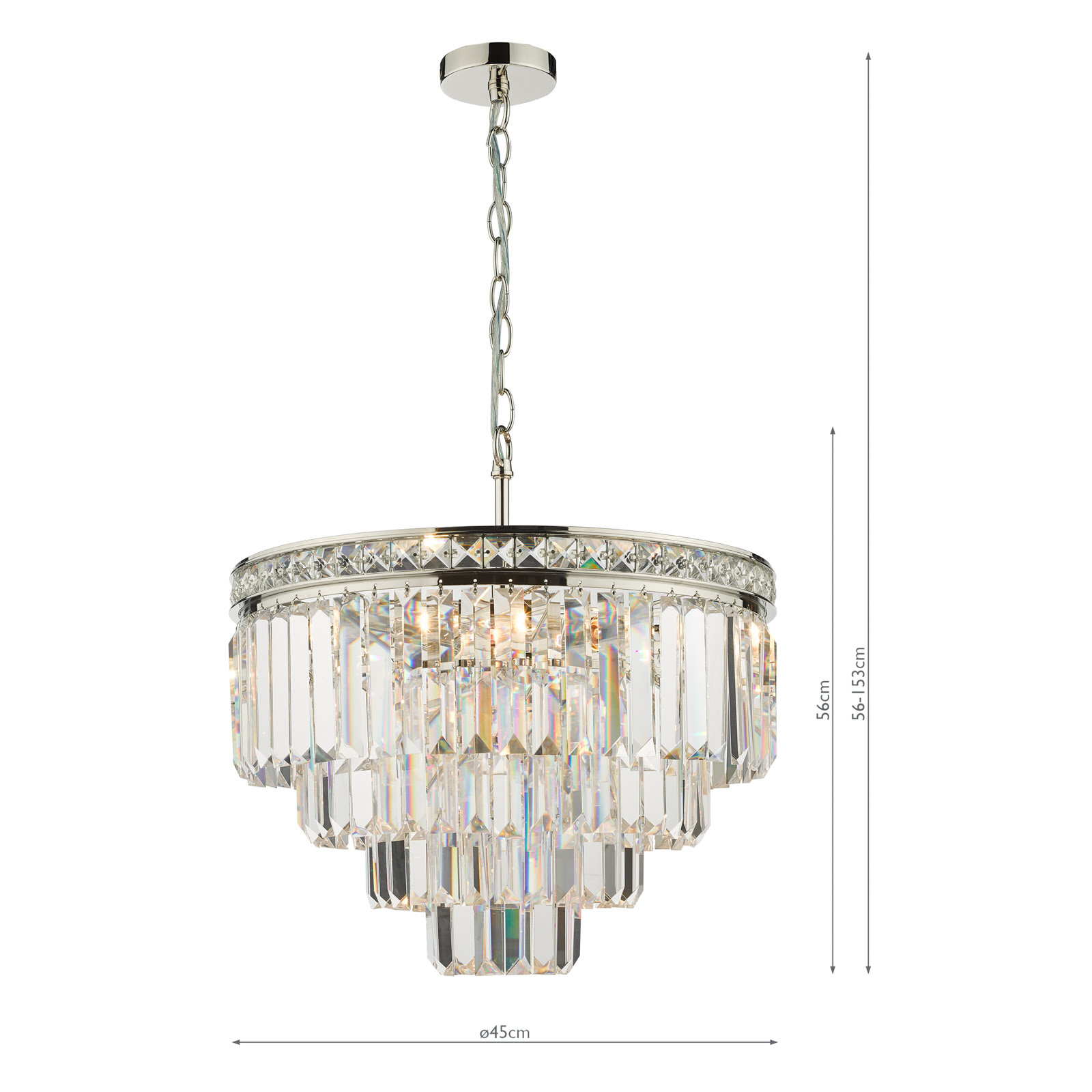 Vyana 4 Light Pendant Polished Nickel Crystal