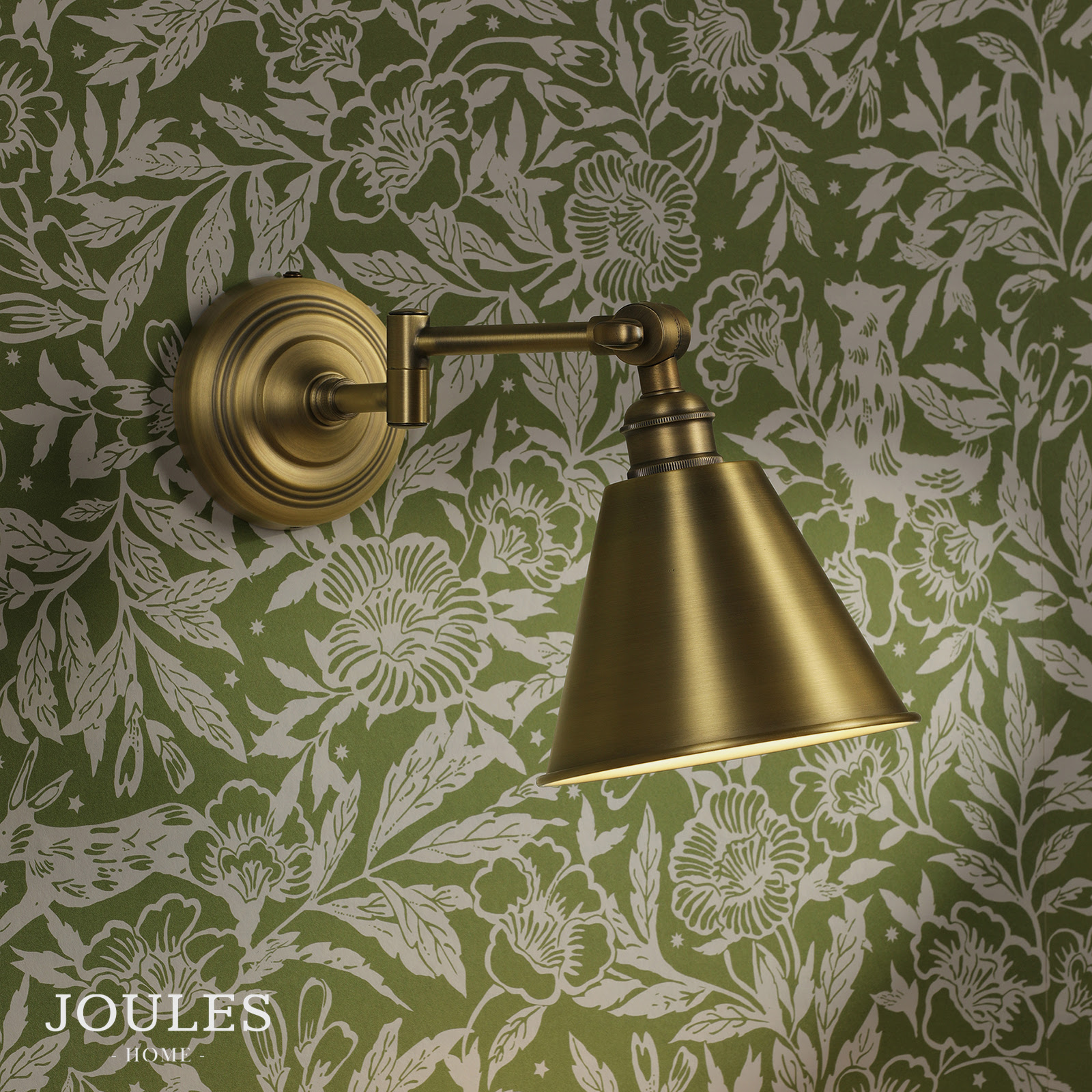 Joules Wollaton Single Spotlight Matt Antique Brass and Matt White