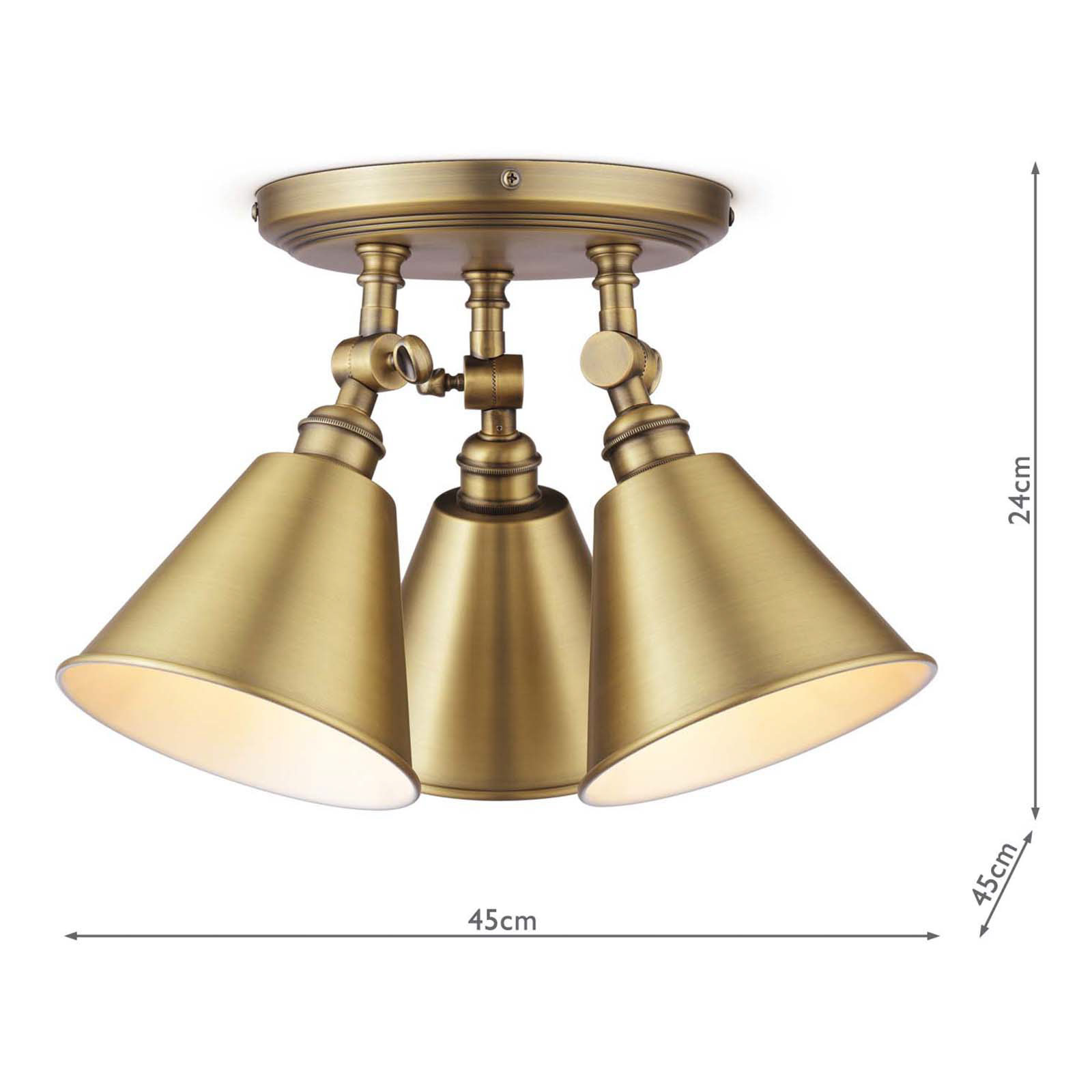 Joules Wollaton 3 Light Plate Spotlight Matt Antique Brass and Matt White