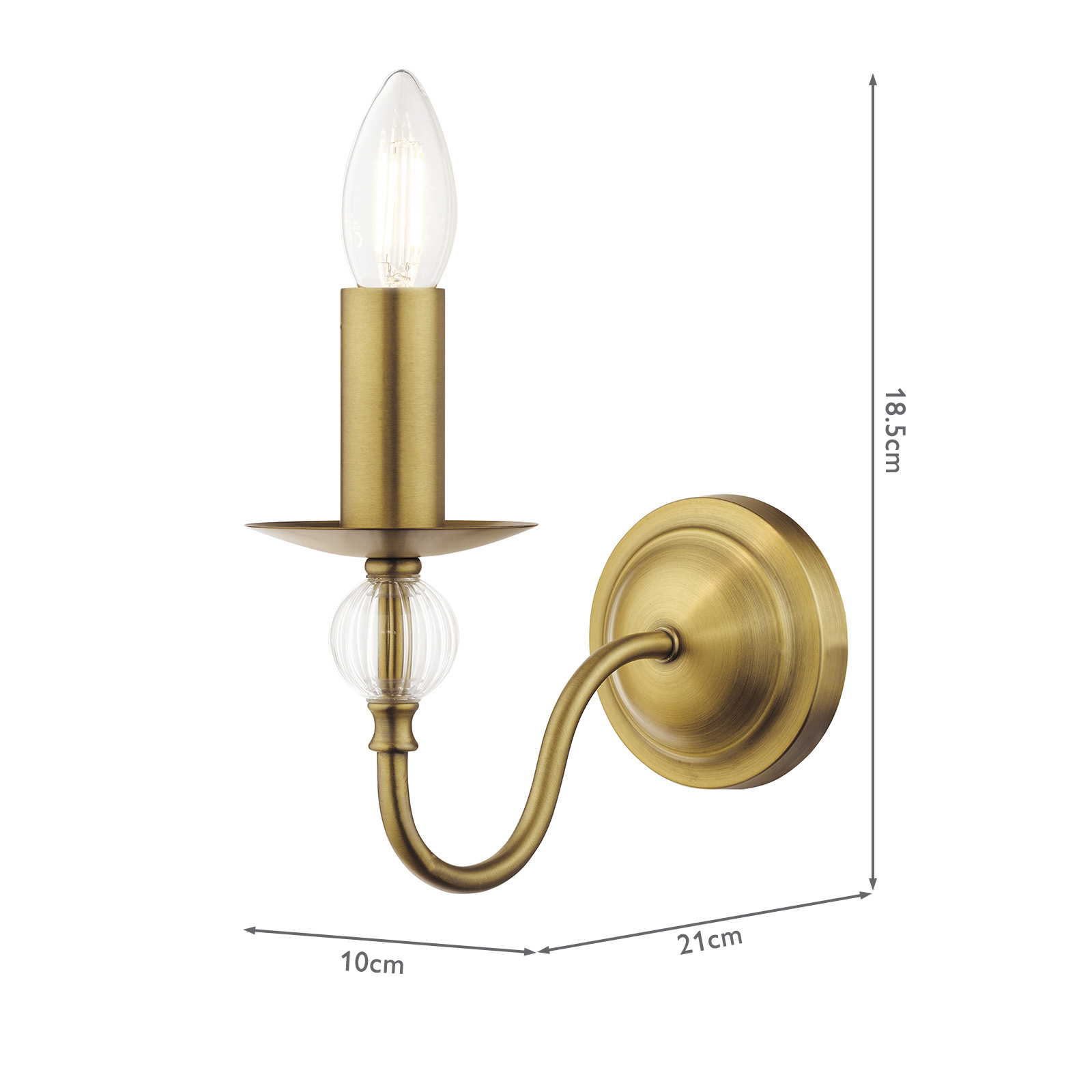 Wrest Park Wall Light Aged Brass and Ribbed Glass