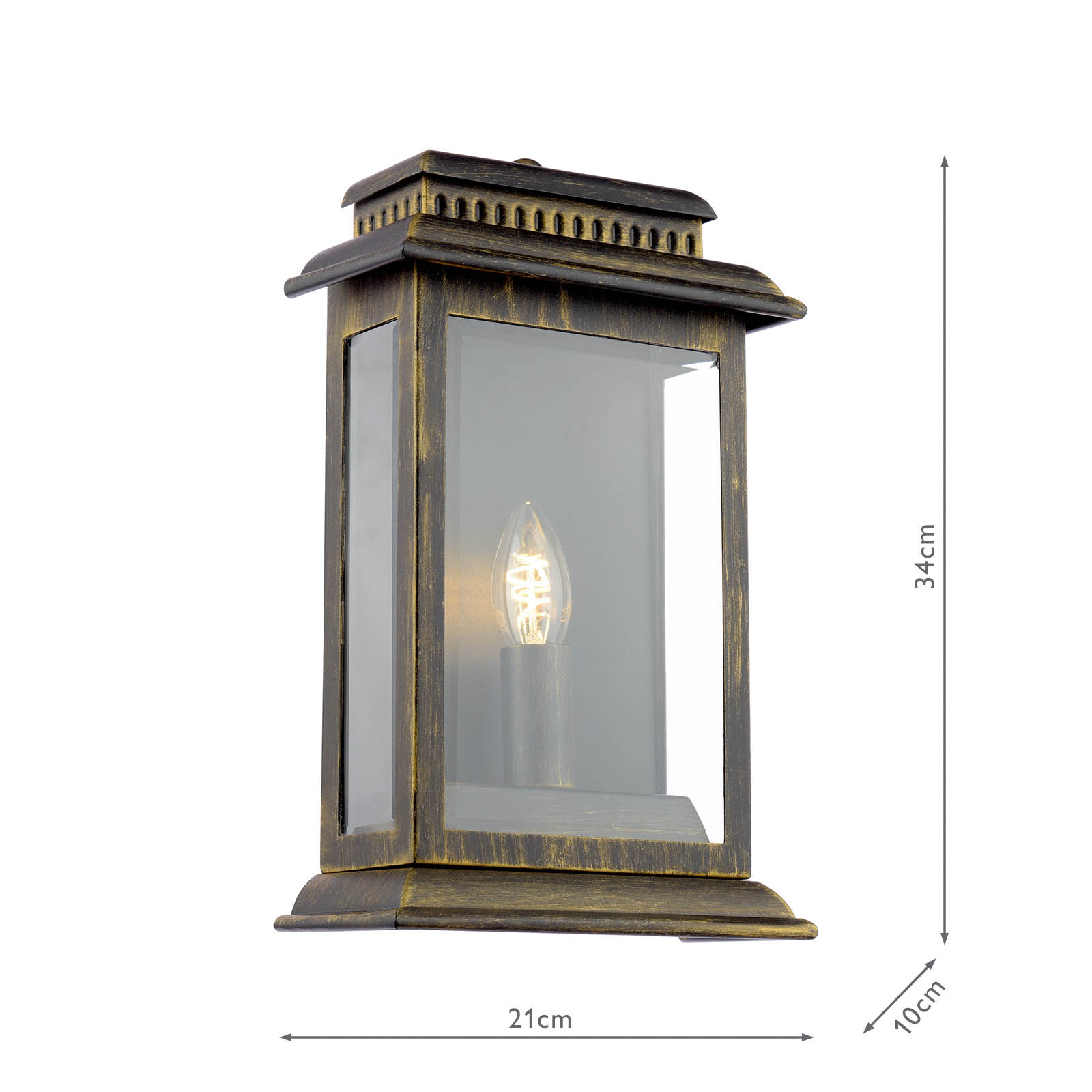 Wrest Park Outdoor Wall Light Hand-brushed Black/Gold and Glass IP44
