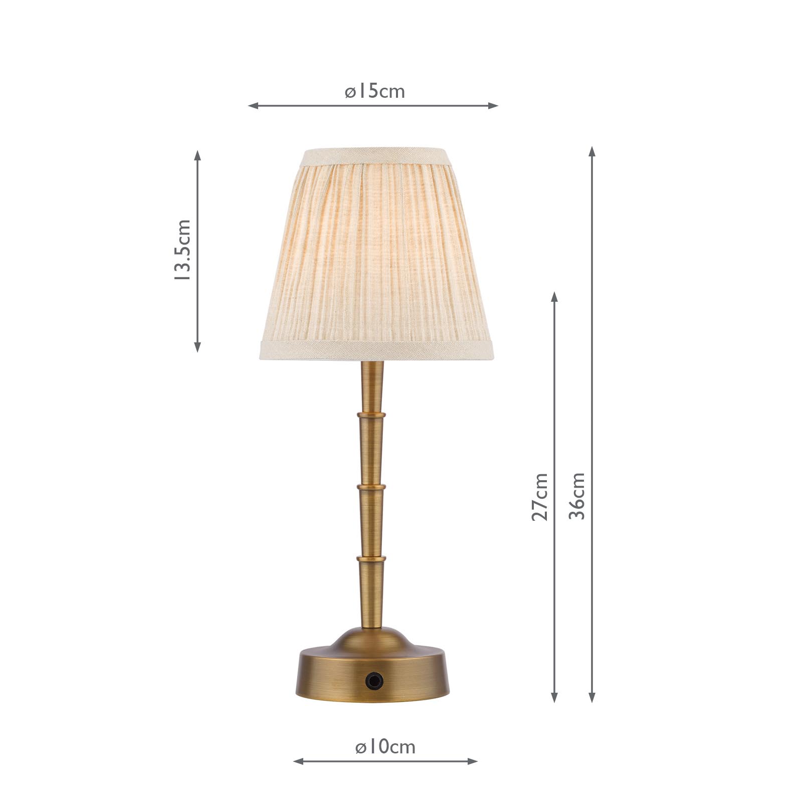 Wyman Rechargeable Table Lamp Antique Bronze With Linen Pleated Shade LED