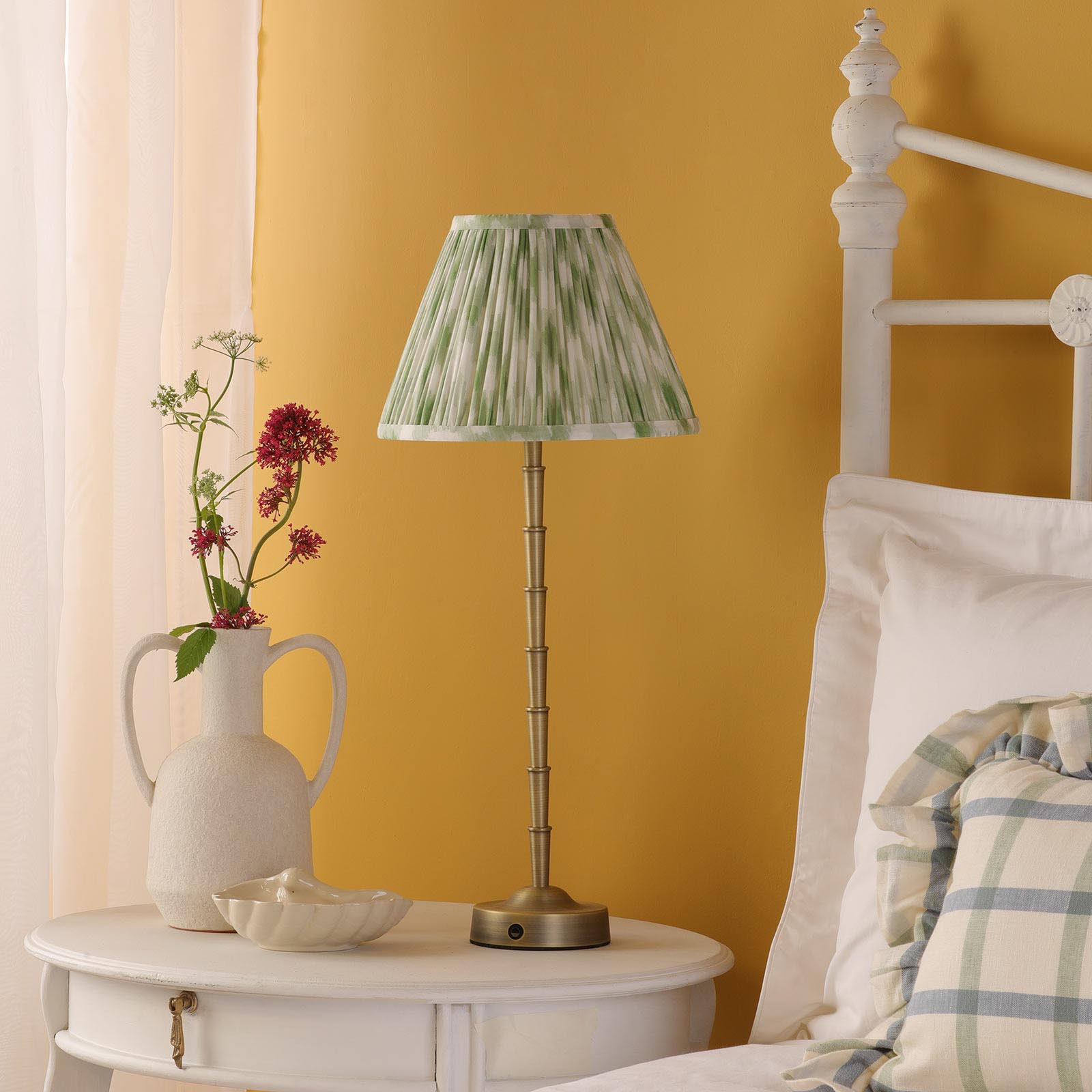 Wyman Rechargeable Table Lamp Matt Antique Brass With Shade LED