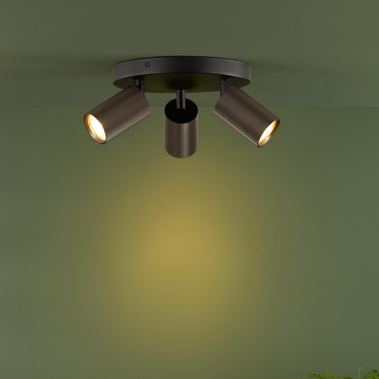 Yamis 3 Light Plate Spotlight Satin Bronze and Matt Black
