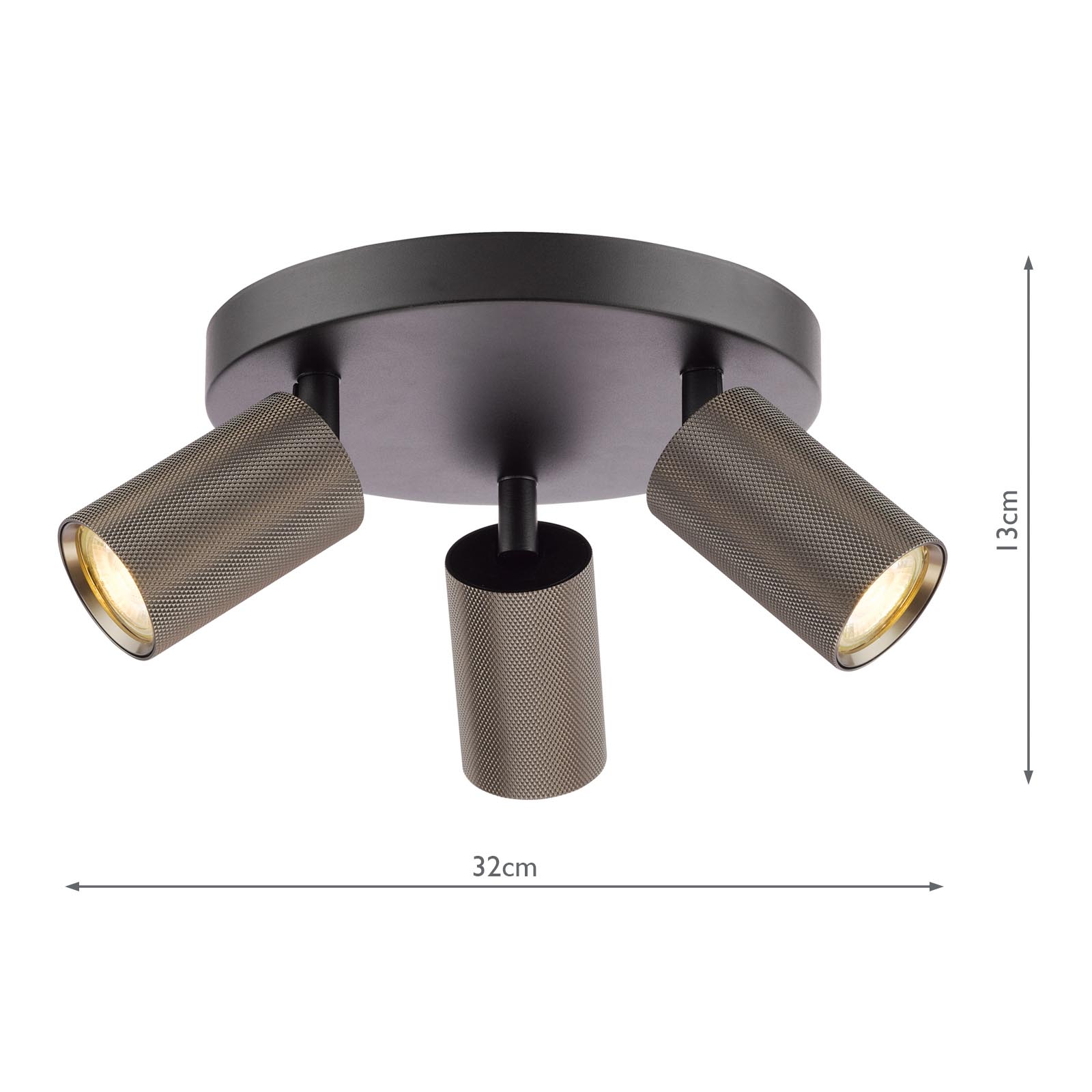 Yamis 3 Light Plate Spotlight Satin Bronze and Matt Black