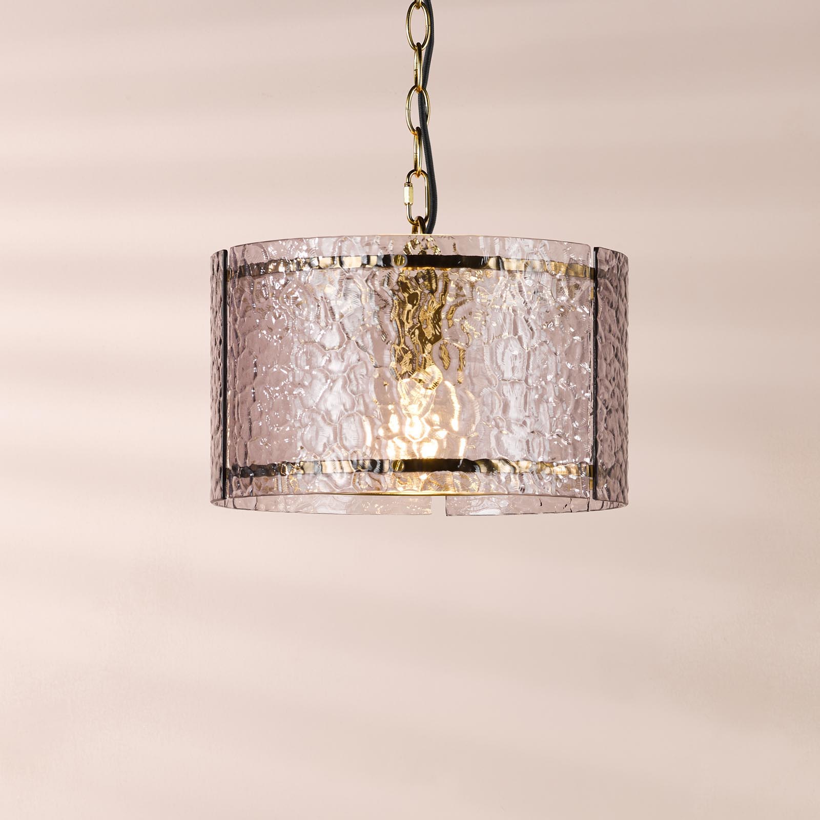 Yeva Pendant Natural Brass and Smoked Glass