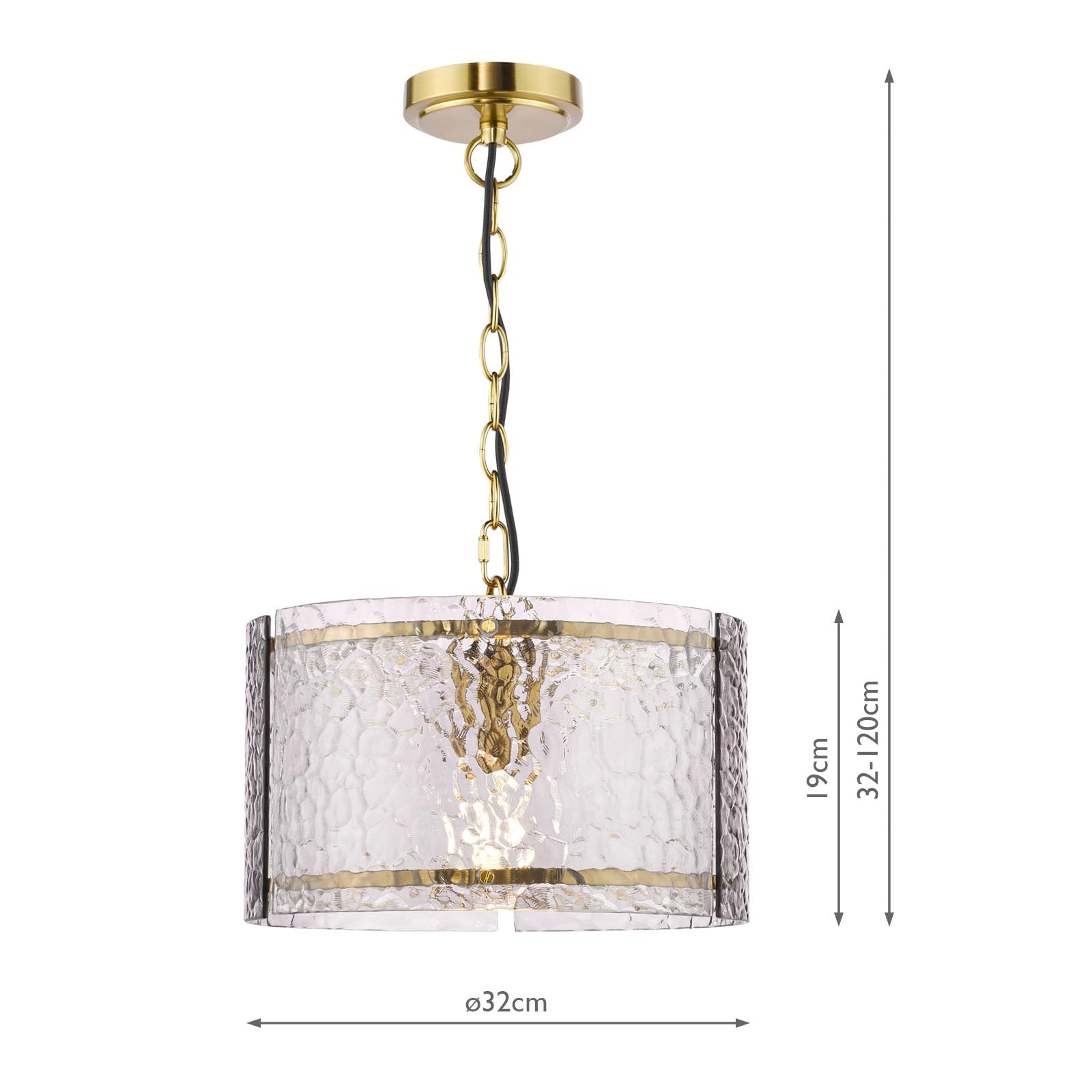 Yeva Pendant Natural Brass and Smoked Glass