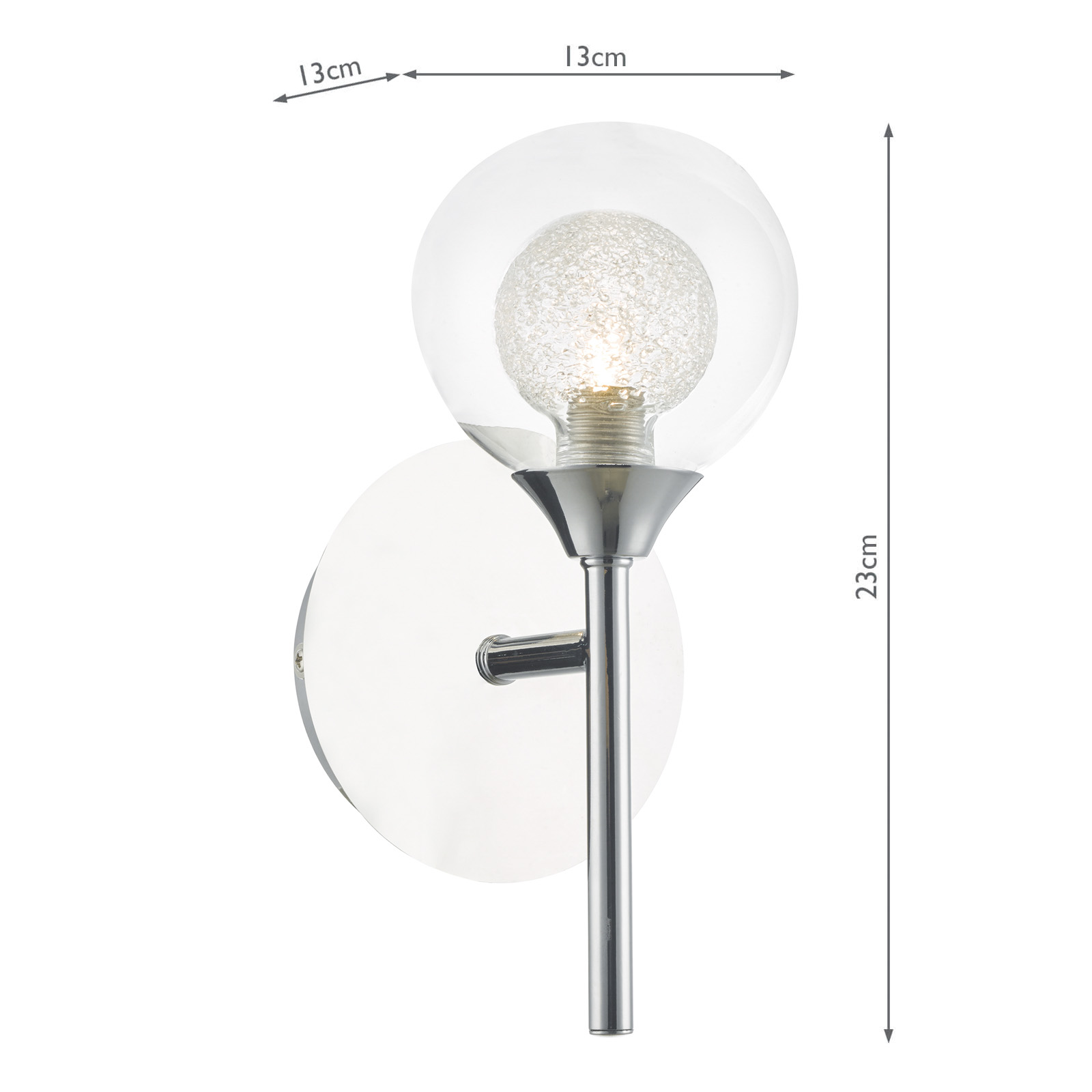 Zeke Wall Light Polished Chrome Glass