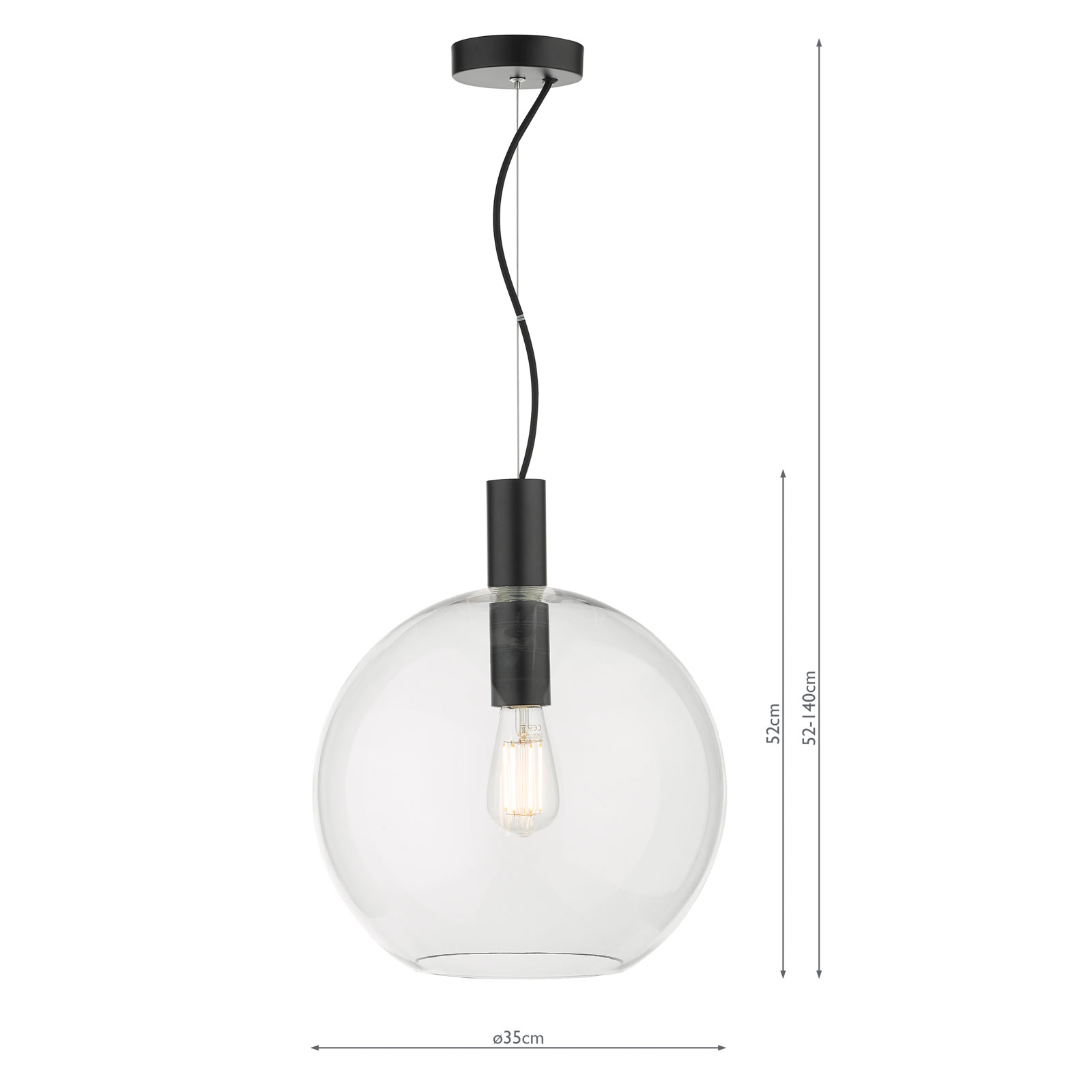 Zula 1 Light Single Pendant Black Clear Glass