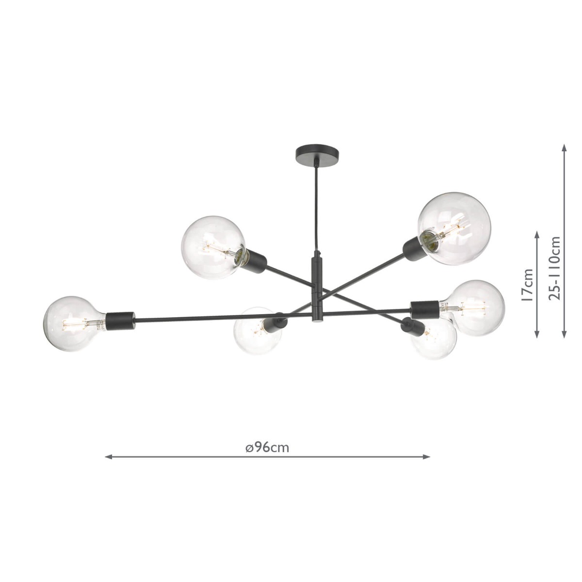 Alana 6 Light Pendant Black