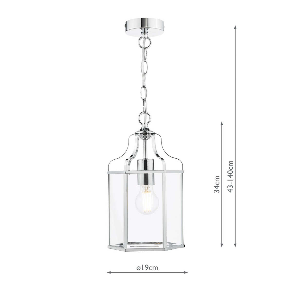 Aled Pendant Polished Chrome and Glass