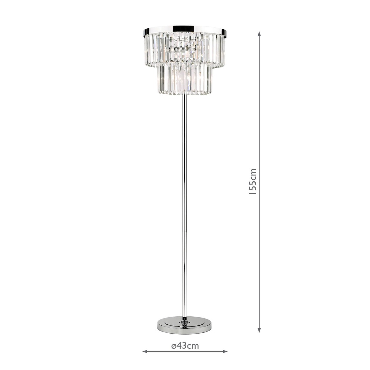 Angel 6 Light Floor Lamp Crystal and Polished Chrome