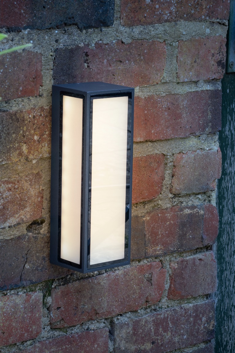 Arham Outdoor Wall Light Matt Grey Frosted Glass IP65 LED