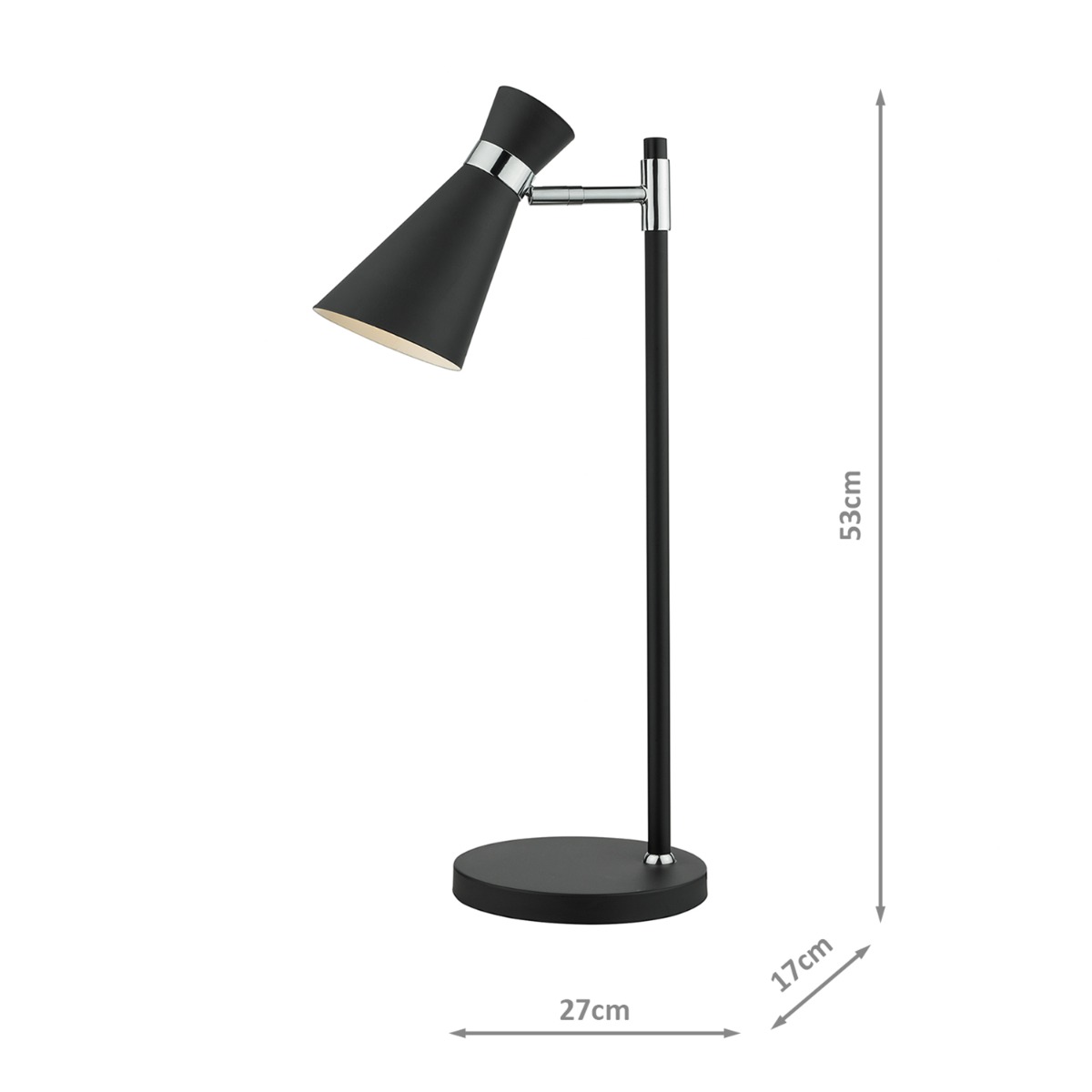 Ashworth Table Lamp Matt Black & Polished Chrome