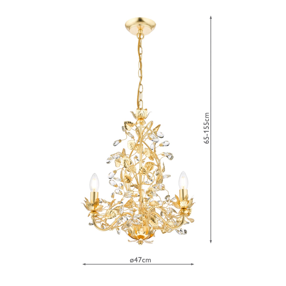 Audley End 3 Light Pendant Gold Leaf