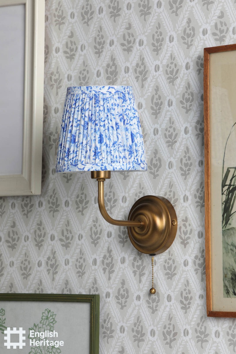 Down House Blue Faux Silk Tapered Drum Shade 14cm