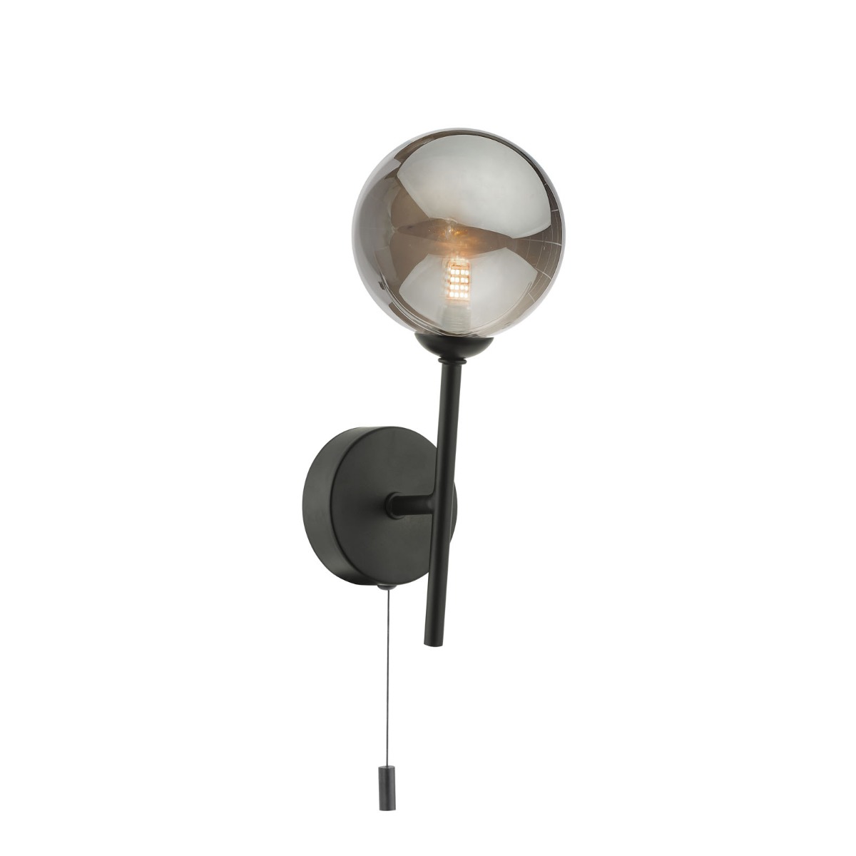 Cohen Wall Light Matt Black With Smoked Glass
