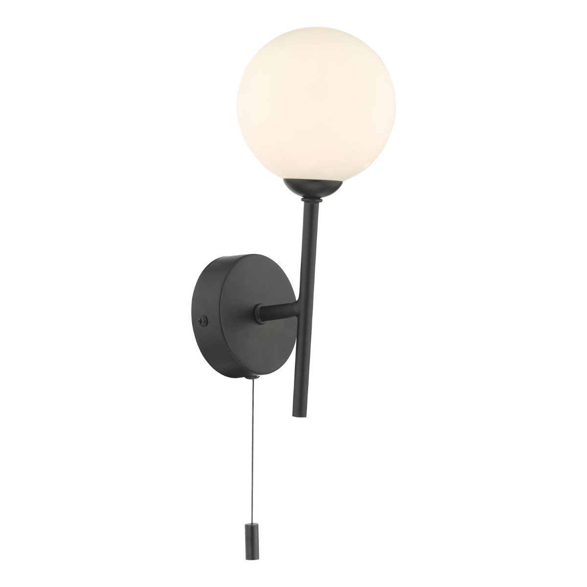 Cohen Wall Light Matt Black With Opal Glass