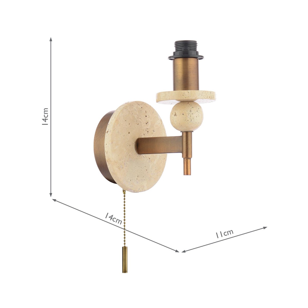 Colenza Wall Light Antique Bronze and Travertine Bracket Only