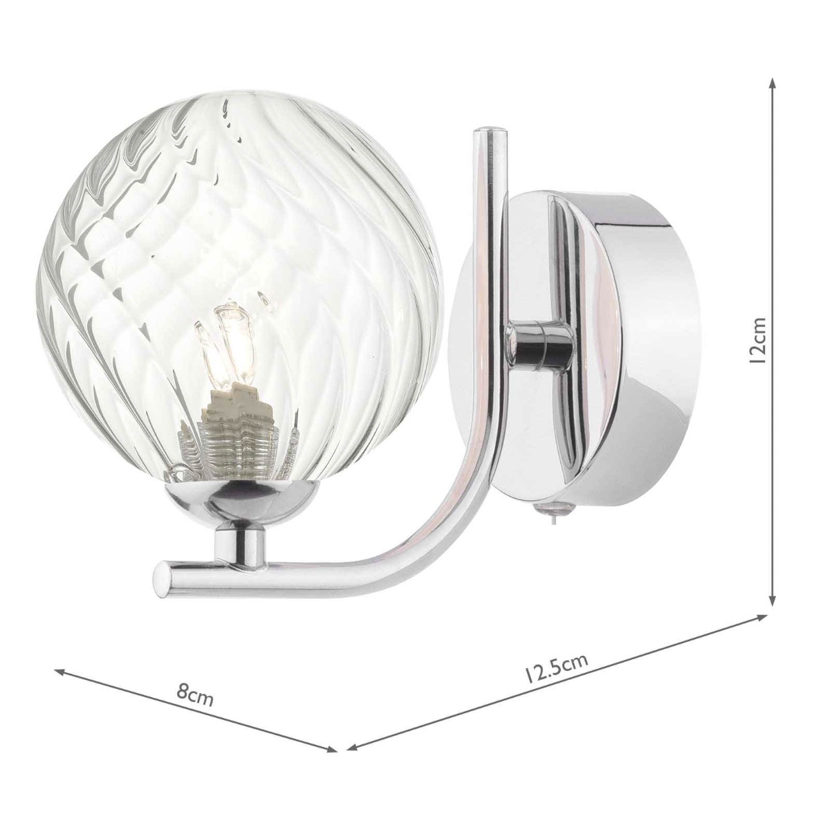 Cradle Wall Light Polished Chrome With Twisted Glass
