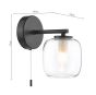 Edaline Bathroom Wall Light Matt Black and Glass IP44