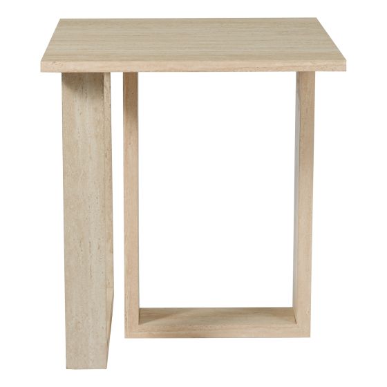 Prue Side Table Travertine Effect