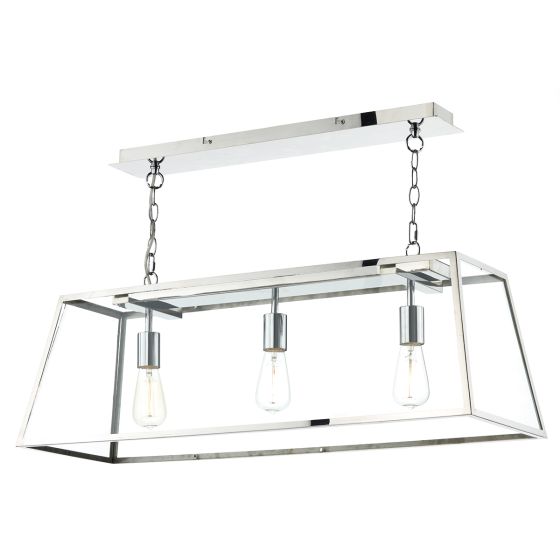 Academy 3 Light Bar Pendant Polished Stainless Steel and Glass