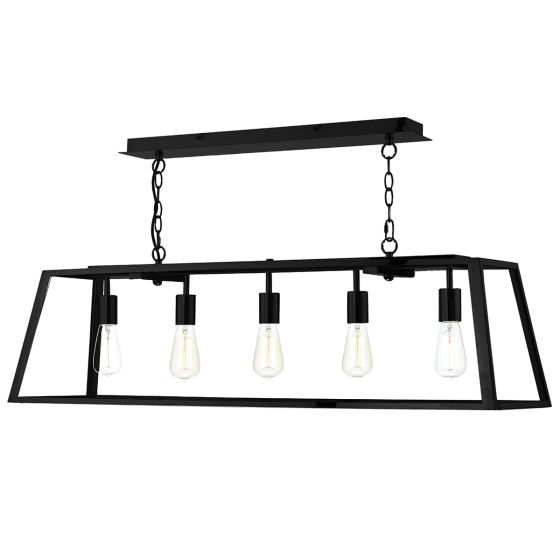 Academy 5 Light Bar Pendant Matt Black and Glass