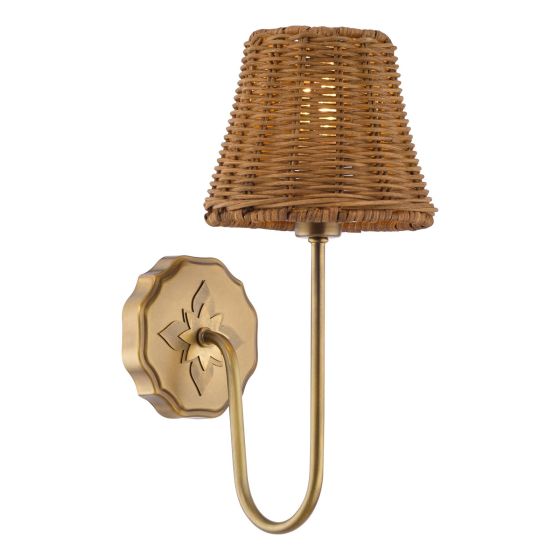 Adyara Wall Light Antique Bronze With Rattan Shade