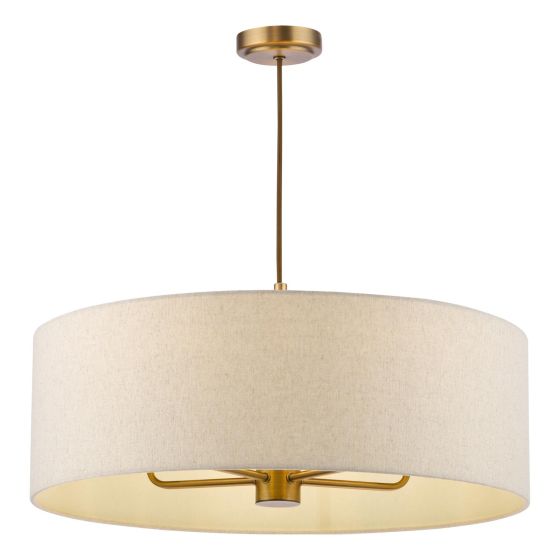 Aelin 5 Light Pendant Matt Bronze With Natural Linen Shade